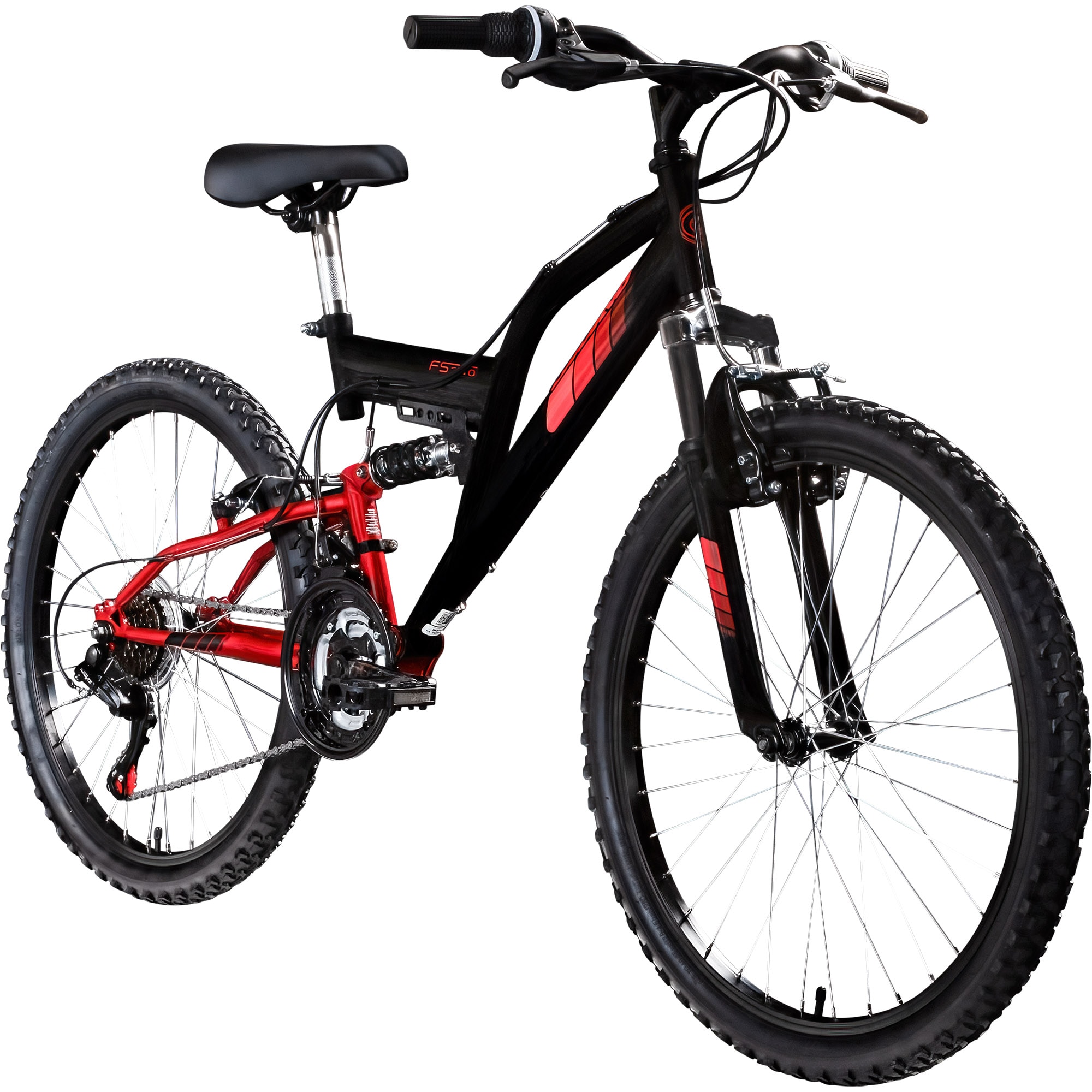 Galano FS240 Jugendfahrrad 24 Zoll Mountainbike ab 8 Jahre 130 - 145 cm 21 G&auml;nge schwarz/rot - Bild 1