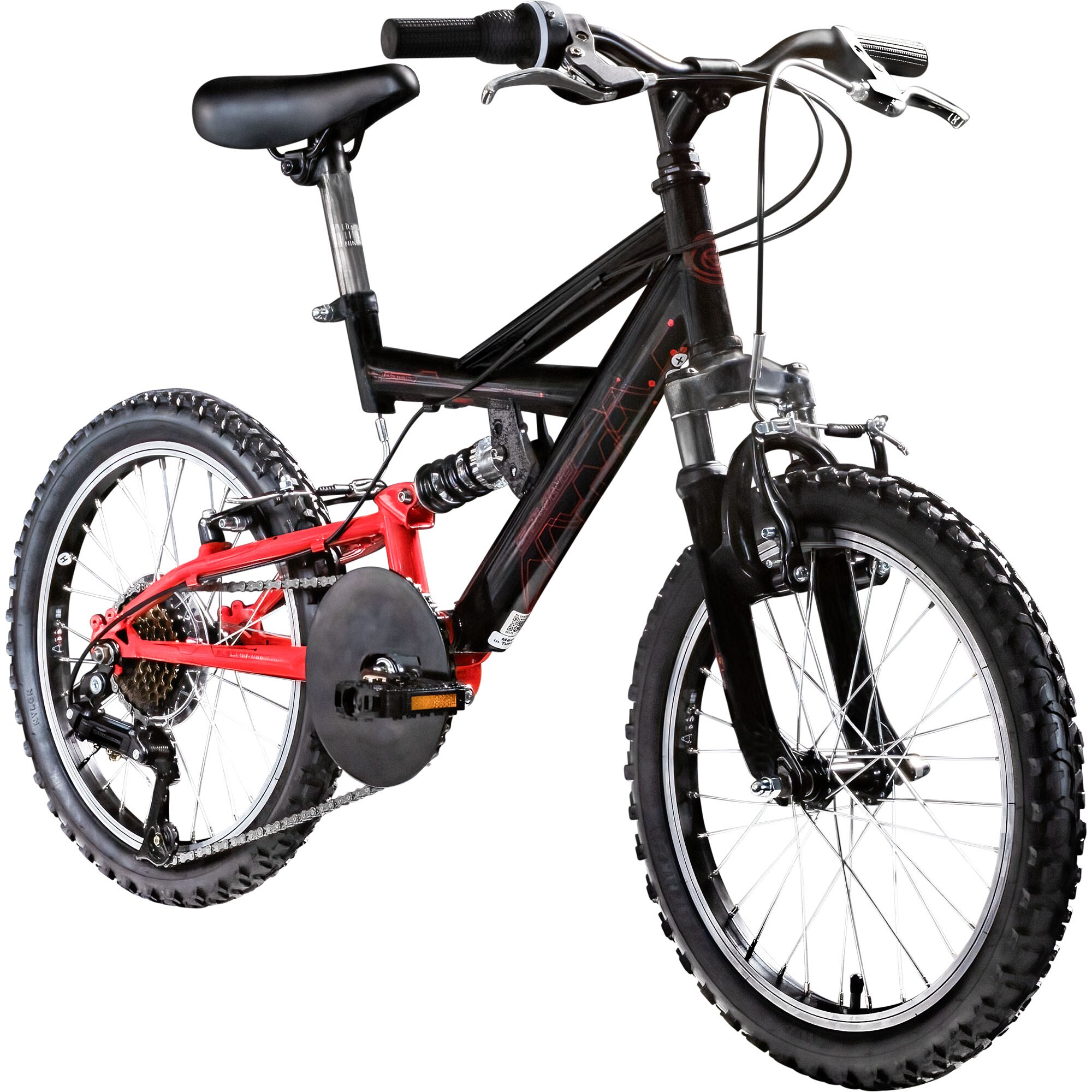Galano FS180 Kinderfahrrad 18 Zoll ab 6 Jahre 115 - 130 cm Mountainbike Fully 6 G&auml;nge schwarz/rot - Bild 1