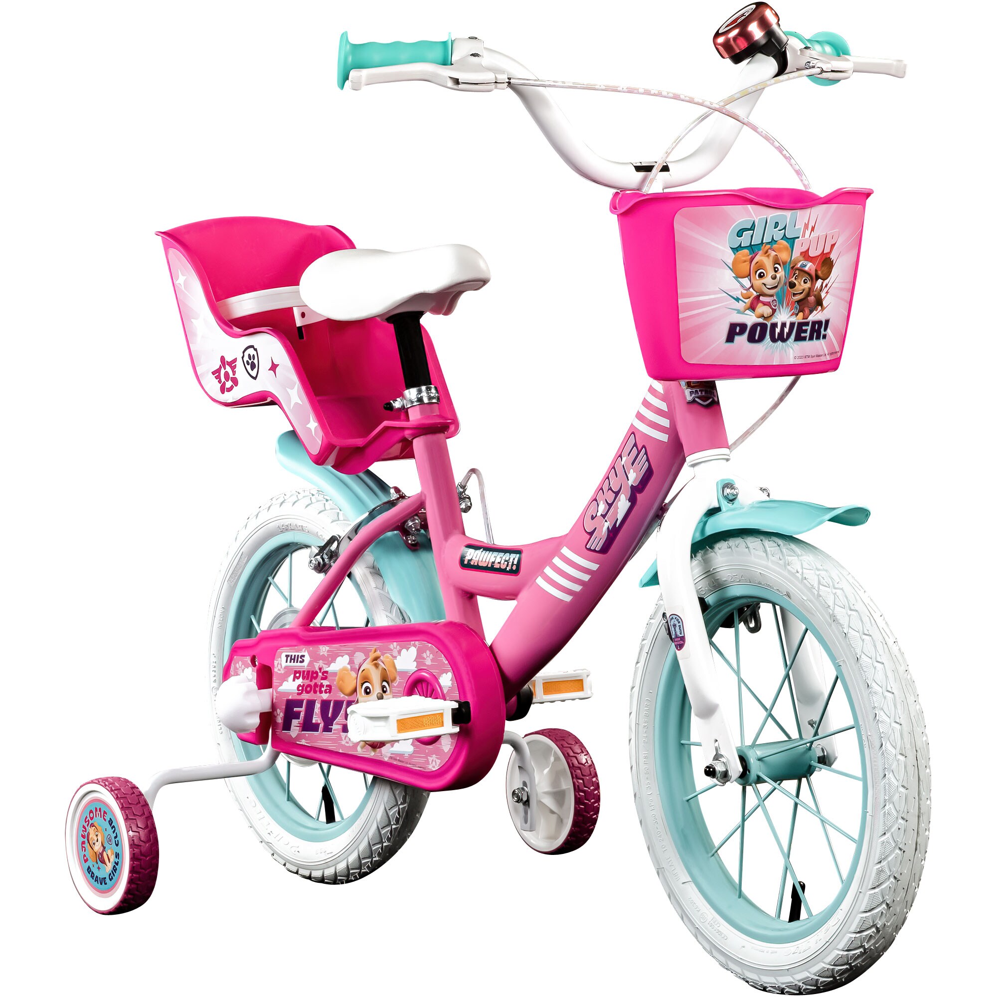 Paw Patrol Skye Everest Kinderfahrrad 14 Zoll Fahrrad f&uuml;r 100-115 cm Gr&ouml;&szlig;e leichtes Kinder Fahrrad 3 Jahre mit St&uuml;tzr&auml;der - Bild 1