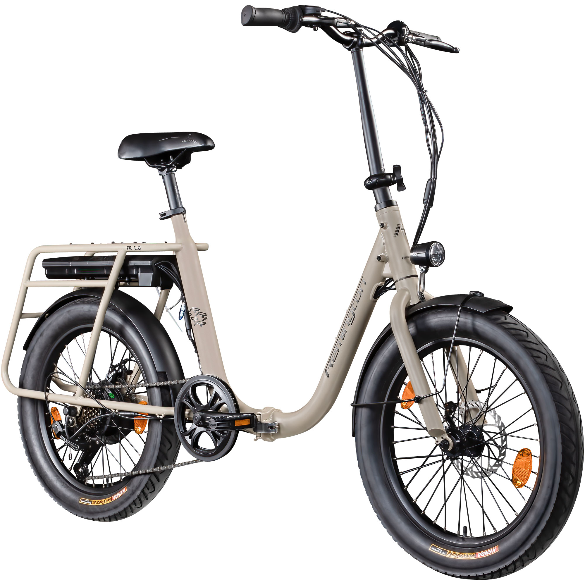 Remington FR 1.0 E Bike 20 Zoll Pedelec Klapprad Damen oder Herren 160-200 cm Elektrofahrrad 250 W 7 Gang beige - Bild 1