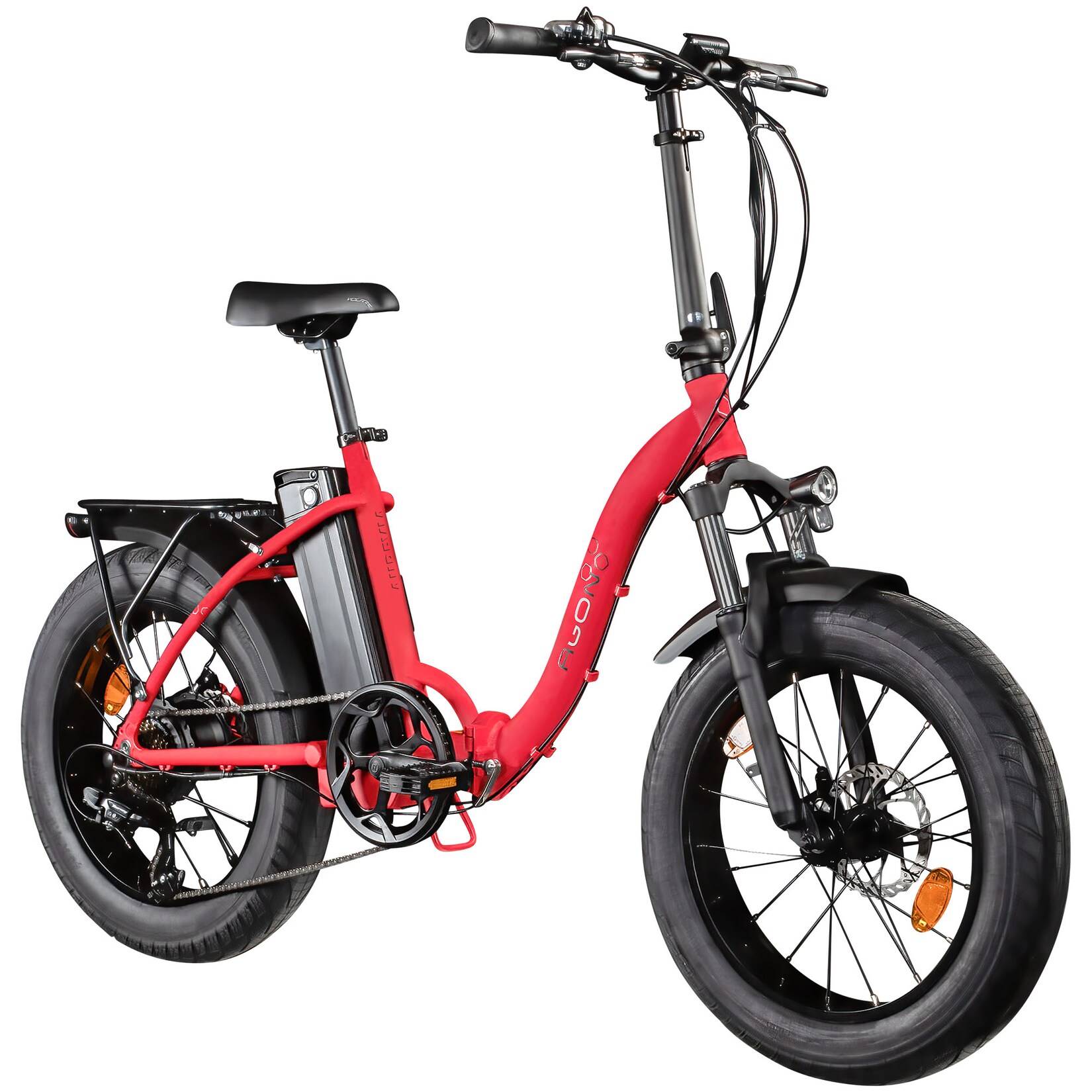 Agon Aurevia E Bike Klapprad 20 Zoll Pedelec für Damen Herren 155 - 195 cm Elektrofahrrad Faltrad 7 Gang Fatbike StVZO rot