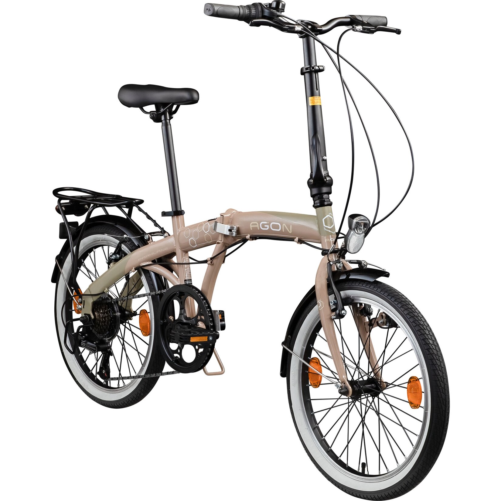 Agon Parklane Klapprad 150 - 185 cm Klappfahrrad mit 6 Gängen Fahrrad Faltrad mit Beleuchtung StVZO und Fahrradständer