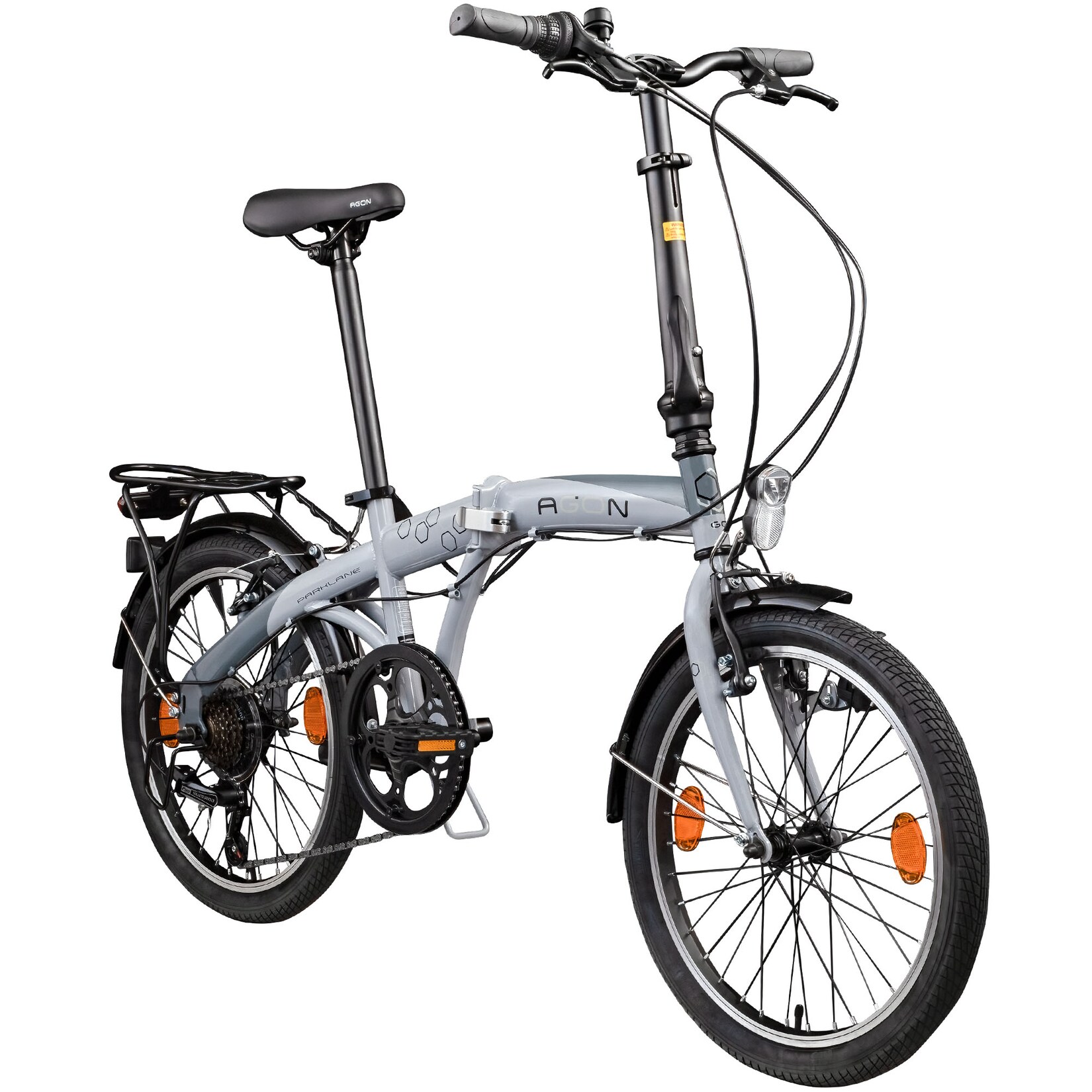 Agon Parklane Klapprad 150 - 185 cm Klappfahrrad mit 6 Gängen Fahrrad Faltrad mit Beleuchtung StVZO und Fahrradständer