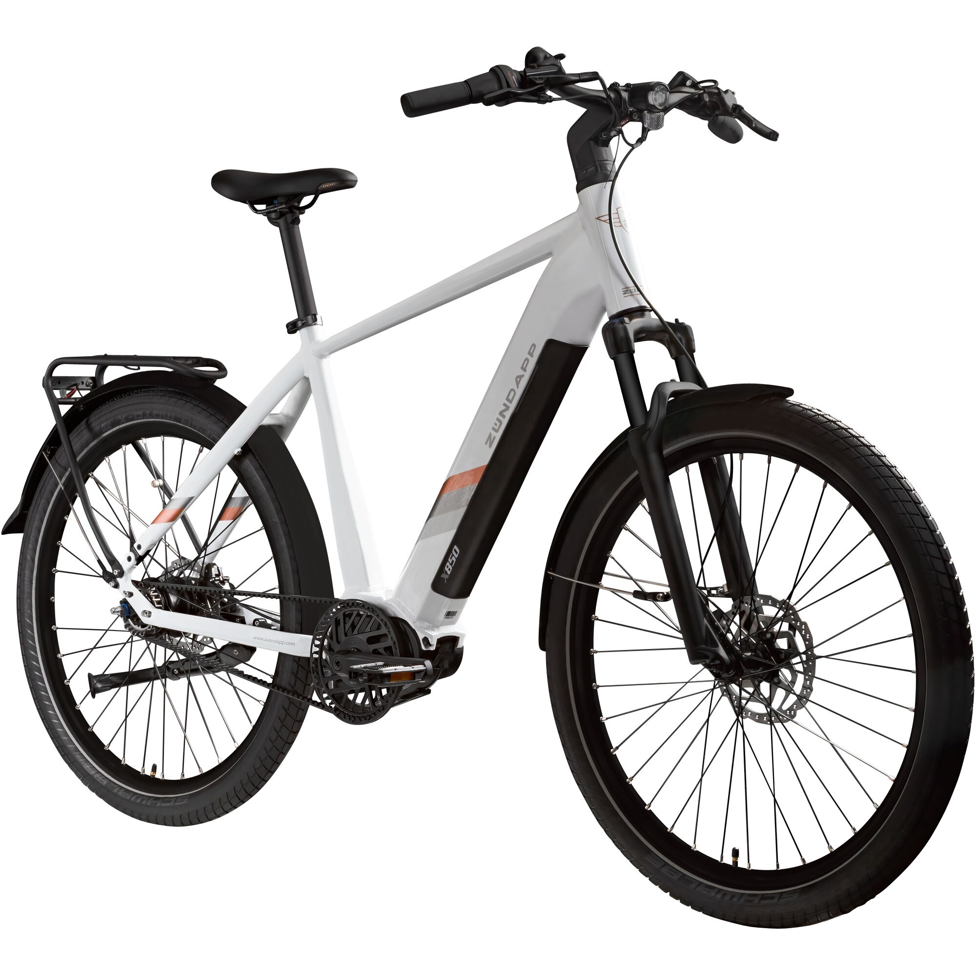 Z&uuml;ndapp X850 Trekking E Bike 27,5 Zoll Pedelec 165-185 cm Trekking Fahrrad Riemenantrieb Elektrofahrrad 550Wh 7 Gang wei&szlig; - Bild 1
