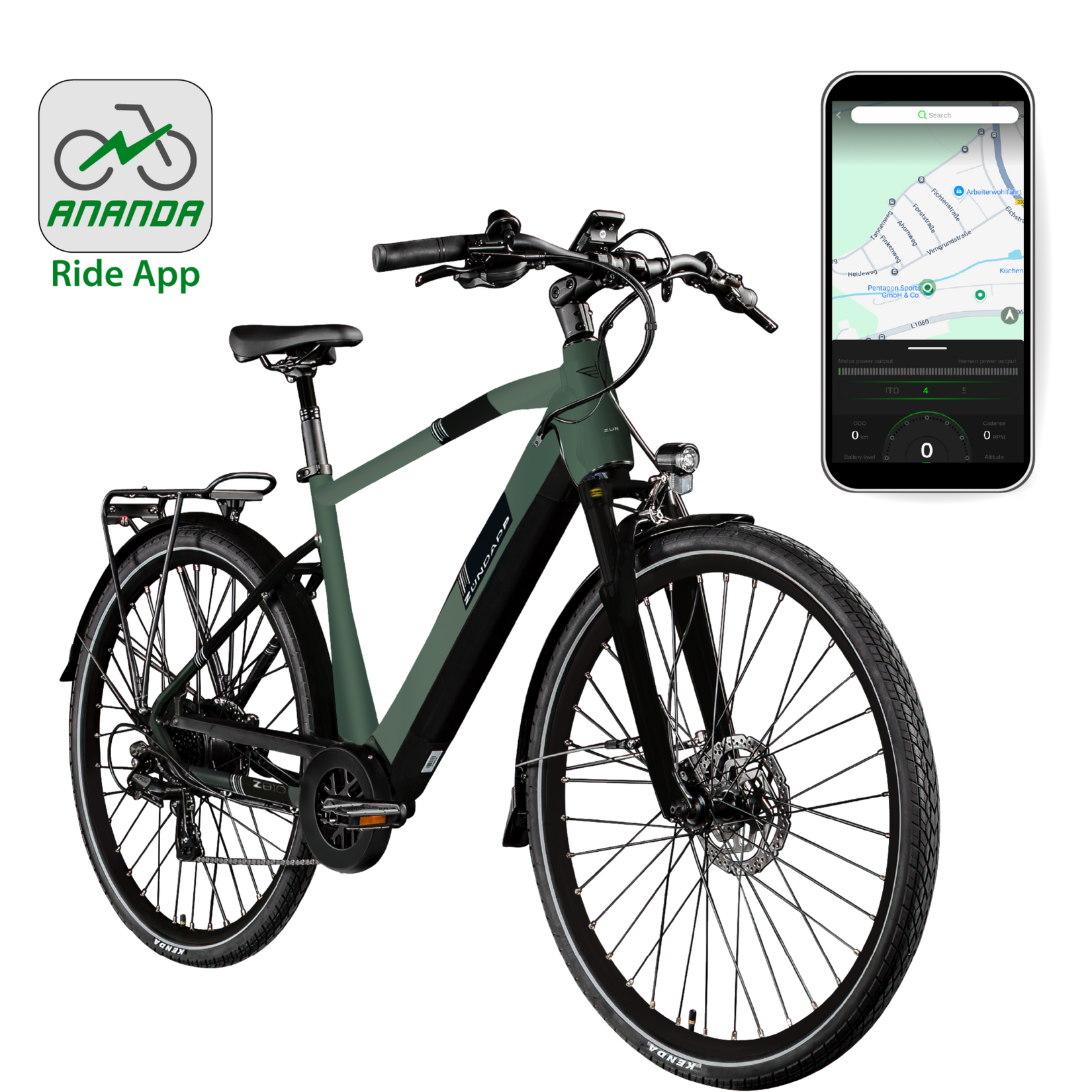 Zündapp Z810 E Bike Trekkingrad Herren ab 75 cm mit 8 Gängen Beleuchtung StVZO Elektrofahrrad 550 Wh dunkelgrün metallic | 04255676606483
