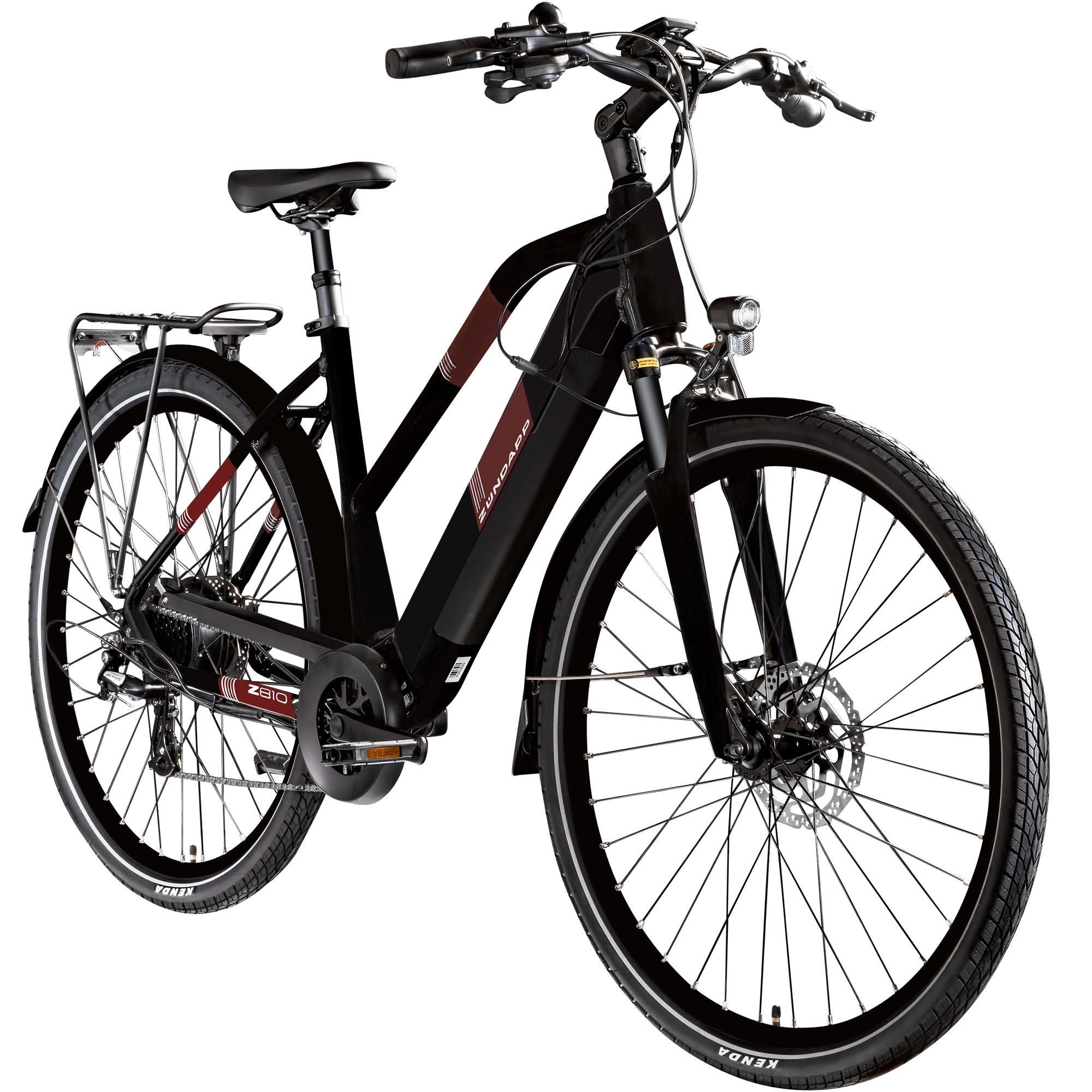 Z&uuml;ndapp Z810 E Bike Damen Trekkingrad ab 155 cm mit 8 G&auml;ngen Beleuchtung StVZO Elektrofahrrad 550 Wh schwarz/rot 50 cm - Bild 1