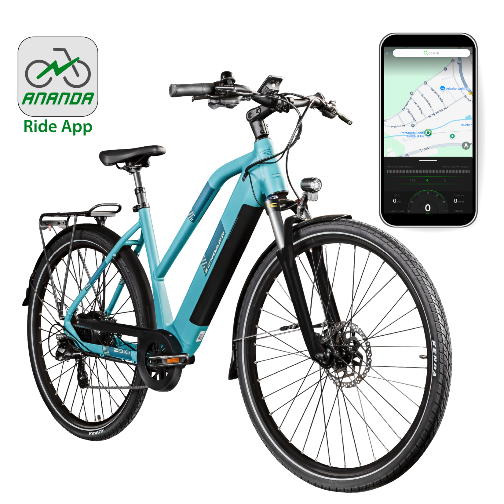 Zündapp Z810 E Bike Damen Trekkingrad ab 155 cm mit 8 Gängen Beleuchtung StVZO Elektrofahrrad 550 Wh türkisblau 50 cm | 04255676606513