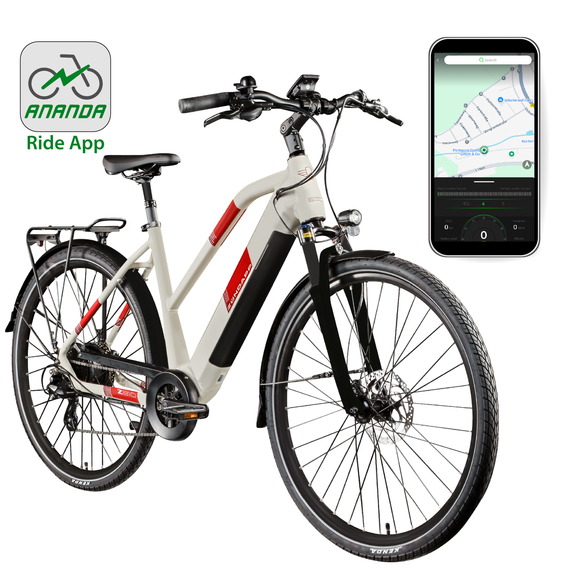 Z&uuml;ndapp Z810 E Bike Damen Trekkingrad ab 155 cm mit 8 G&auml;ngen Beleuchtung StVZO Elektrofahrrad 550 Wh antique white 50 cm - Bild 1