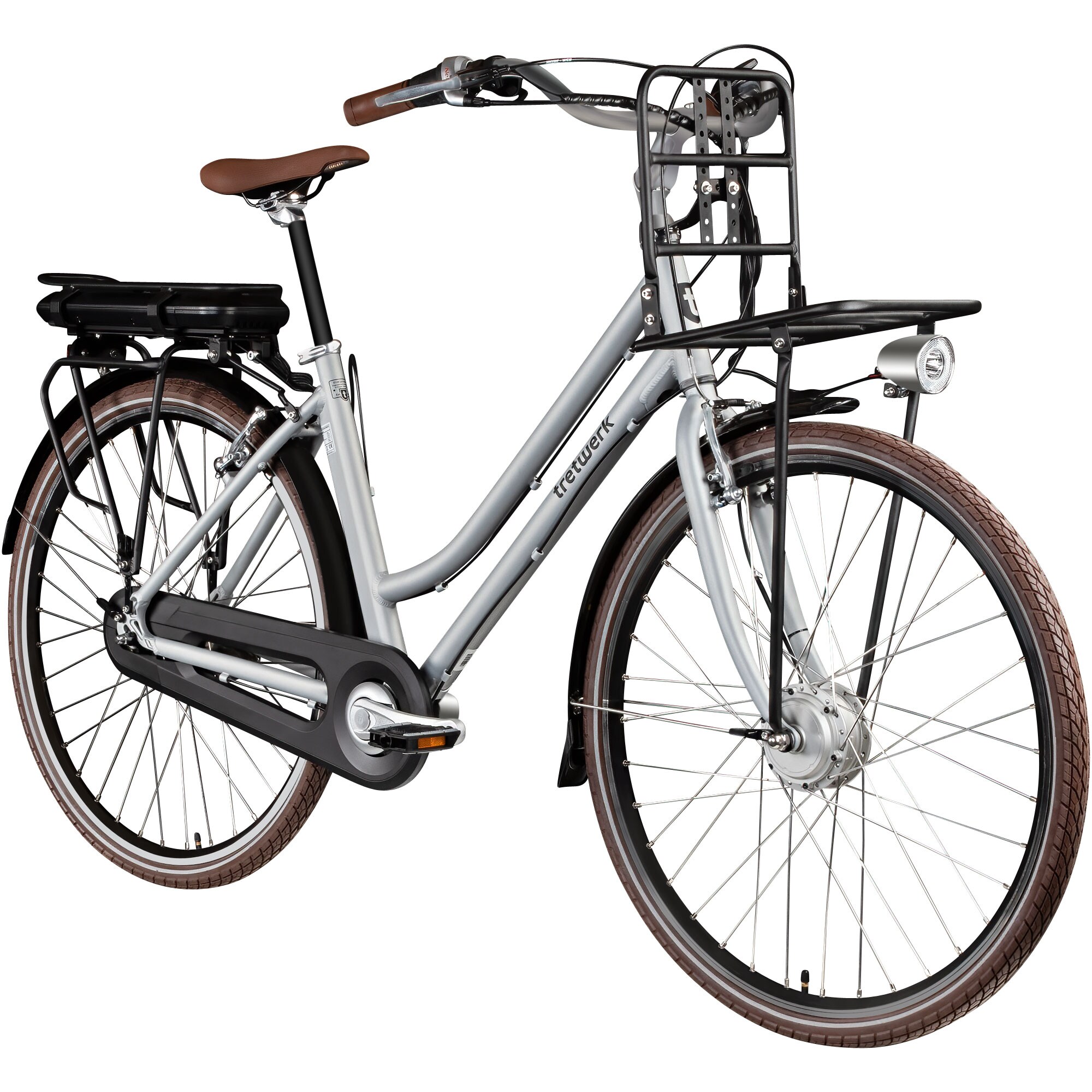 Tretwerk Sophia E Bike Damen 28 Zoll Elektrofahrrad 155 - 175 cm Hollandrad Tiefeinsteiger silber - Bild 1