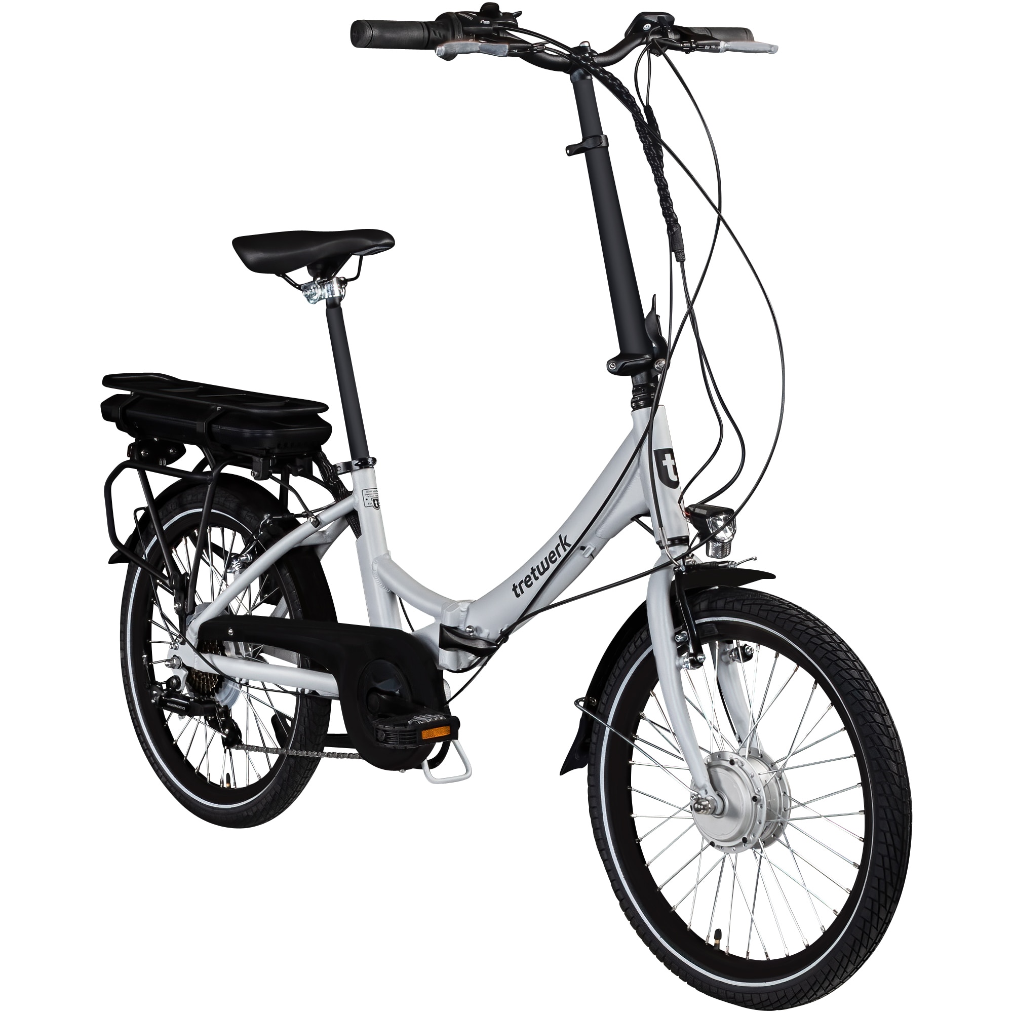 Tretwerk Chioni E Bike Faltrad 20 Zoll Elektrofahrrad Damen Herren 145 - 175 cm Pedelec Klapprad silber - Bild 1