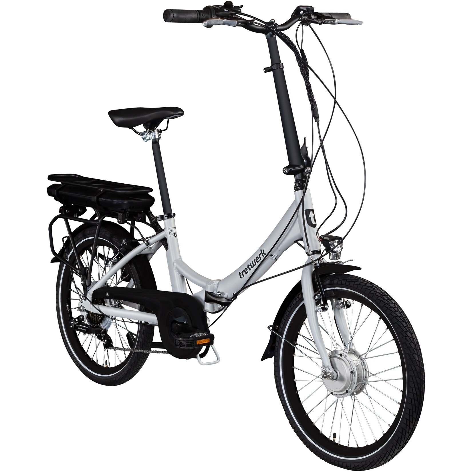 Tretwerk Chioni E Bike Faltrad 20 Zoll Elektrofahrrad Damen Herren 145 - 175 cm Pedelec Klapprad silber