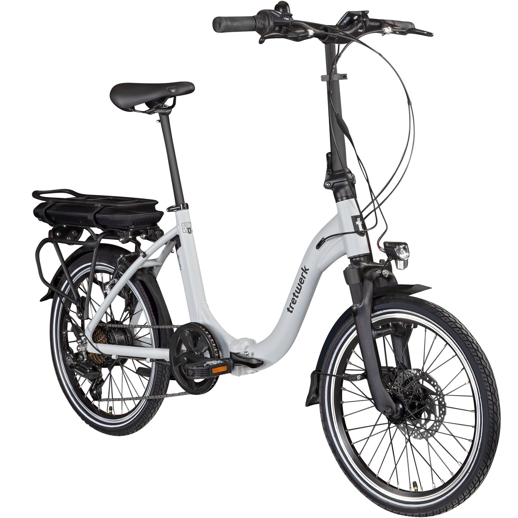 Tretwerk Matala E Bike Faltrad 20 Zoll Elektrofahrrad Damen Herren 145 – 175 cm silber | 04250845959056