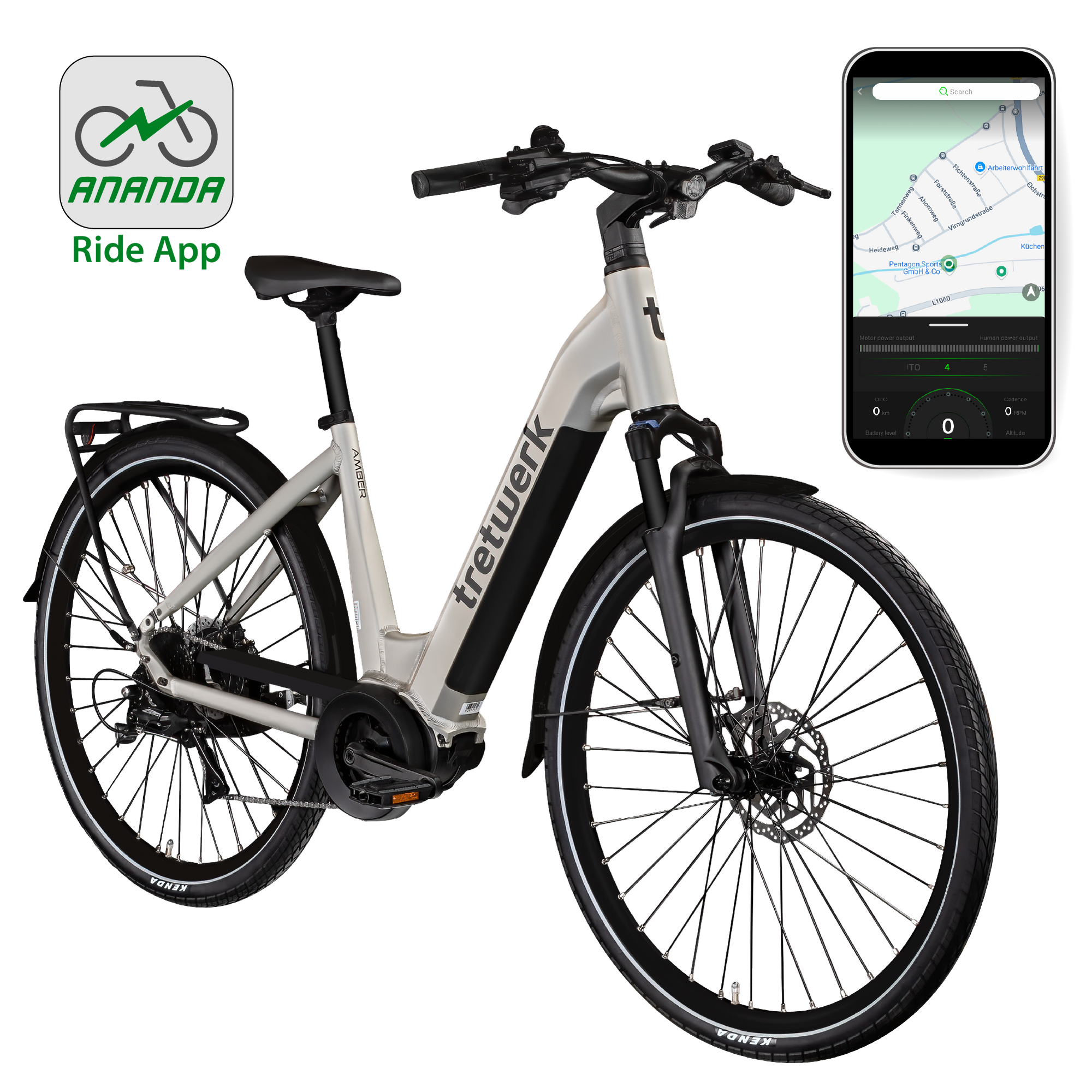 Tretwerk Amber E Bike Damen 28 Zoll Elektrofahrrad 155 - 185 cm Hollandrad grau 48 cm - Bild 1