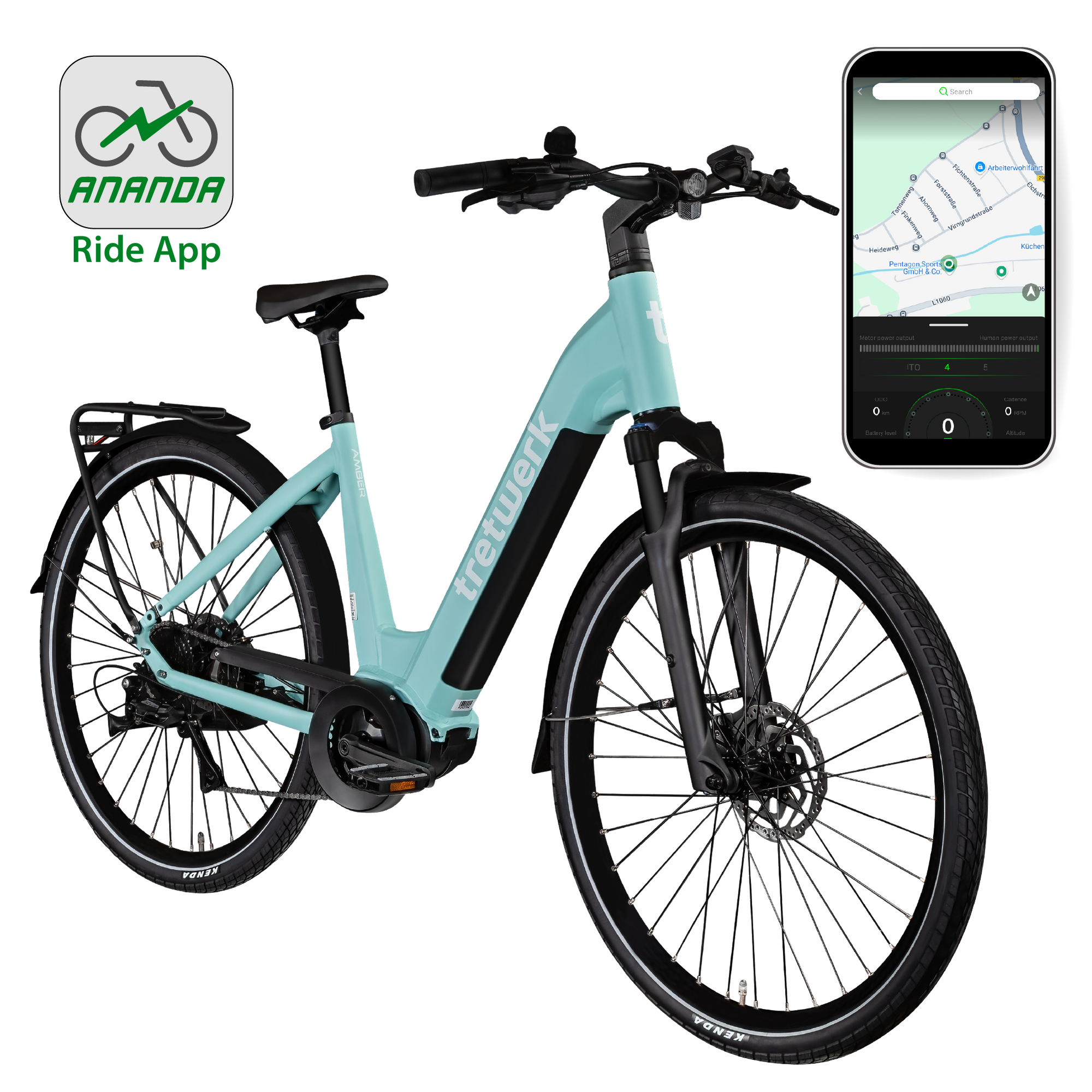 Tretwerk Amber E Bike Damen 28 Zoll Elektrofahrrad 155 - 185 cm Hollandrad hellgr&uuml;n 48 cm - Bild 1