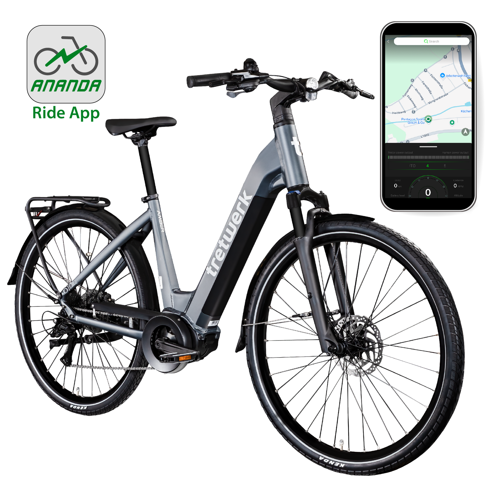 Tretwerk Amber E Bike Damen 28 Zoll Elektrofahrrad 155 - 185 cm Hollandrad anthrazit 48 cm - Bild 1