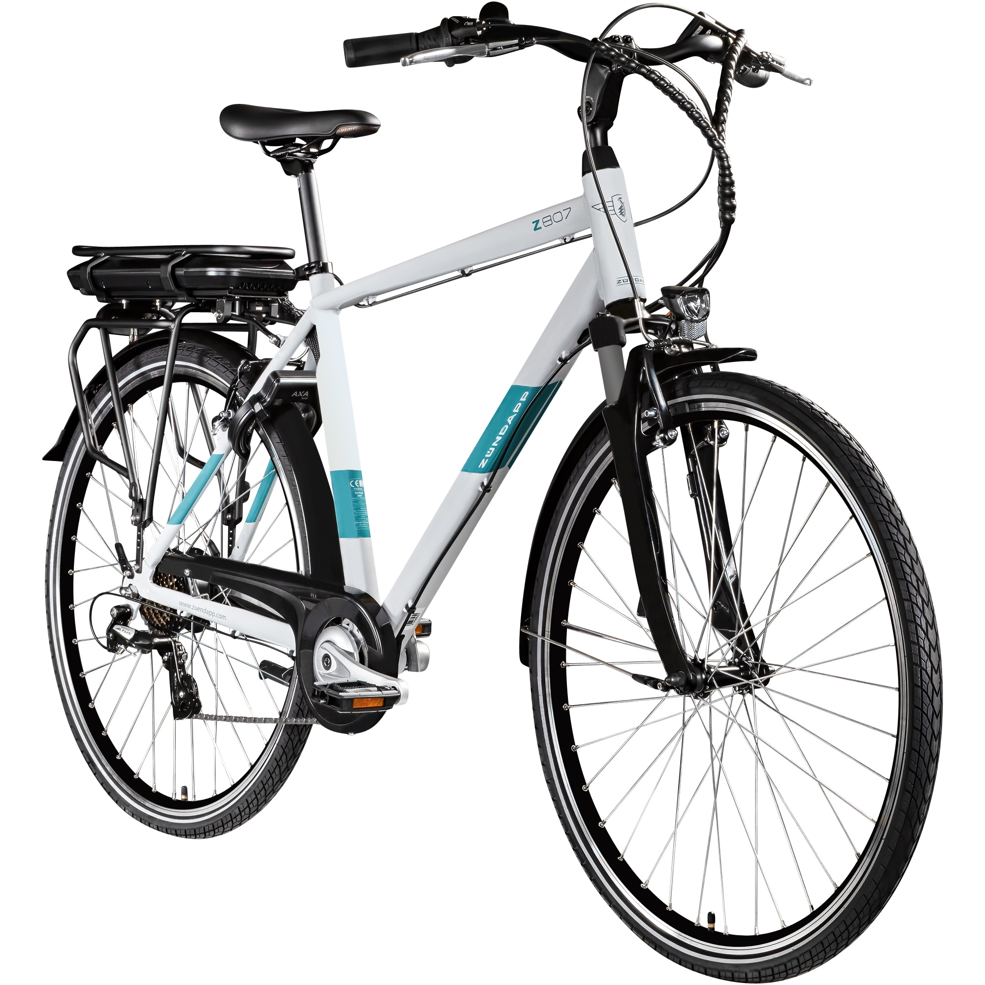 Z&uuml;ndapp Z807 E Bike 28 Zoll Trekkingrad Herren 155 - 185 cm Elektrofahrrad mit 7 Gang telegrau/t&uuml;rkis - Bild 1