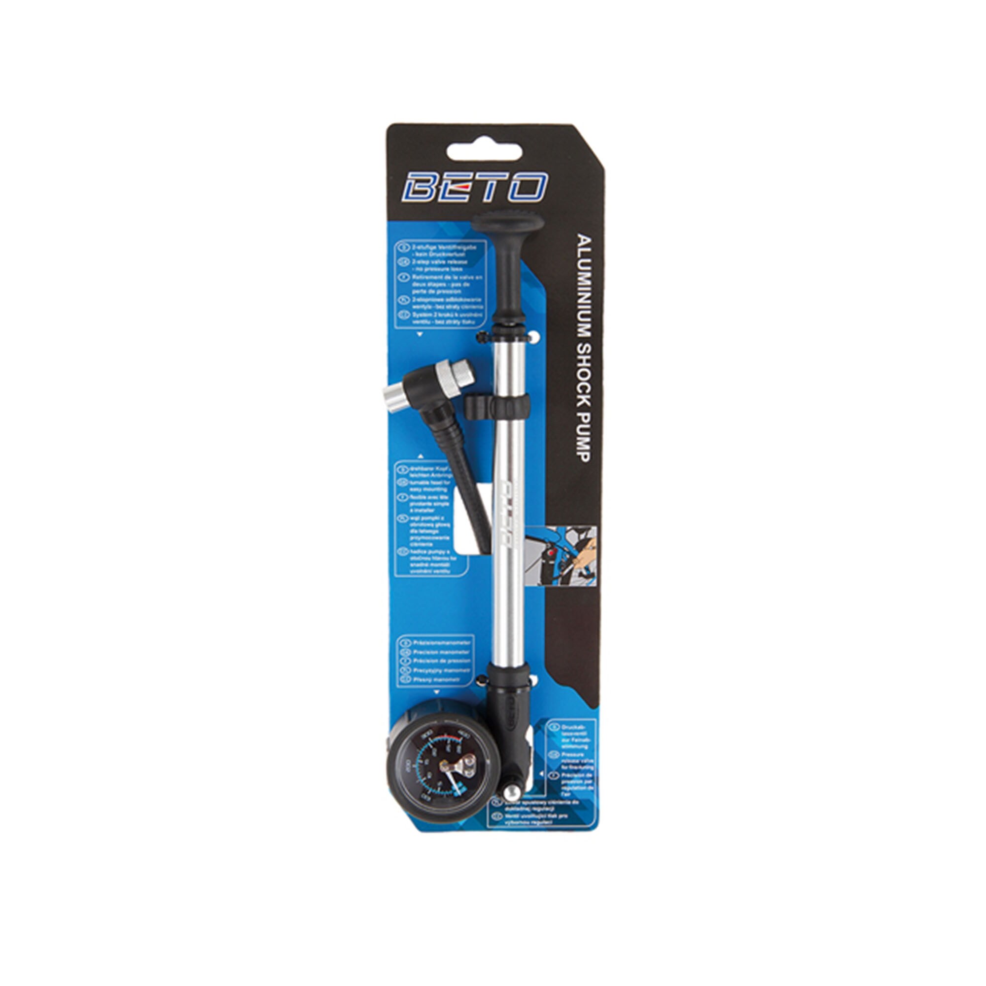 Beto Dmpferpumpe Fahrrad Federgabel Pumpe AV 28 Bar Gabelpumpe mit  Manometer 400 PSI Dmpfer Luftpumpe online kaufen bei Netto