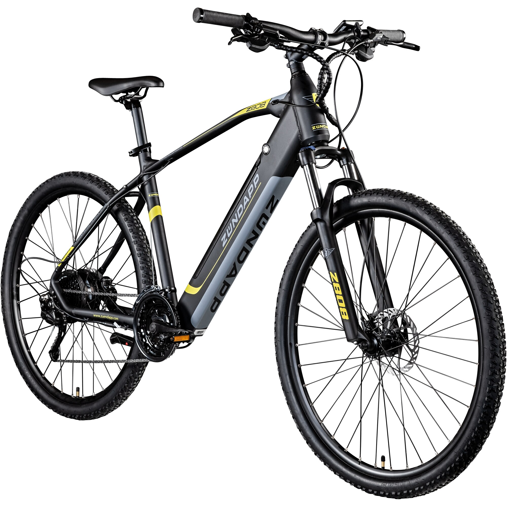 Z&uuml;ndapp Z808 E Bike f&uuml;r Damen und Herren ab 160 cm Mountainbike 29 Zoll E MTB Hardtail schwarz/gelb - Bild 1