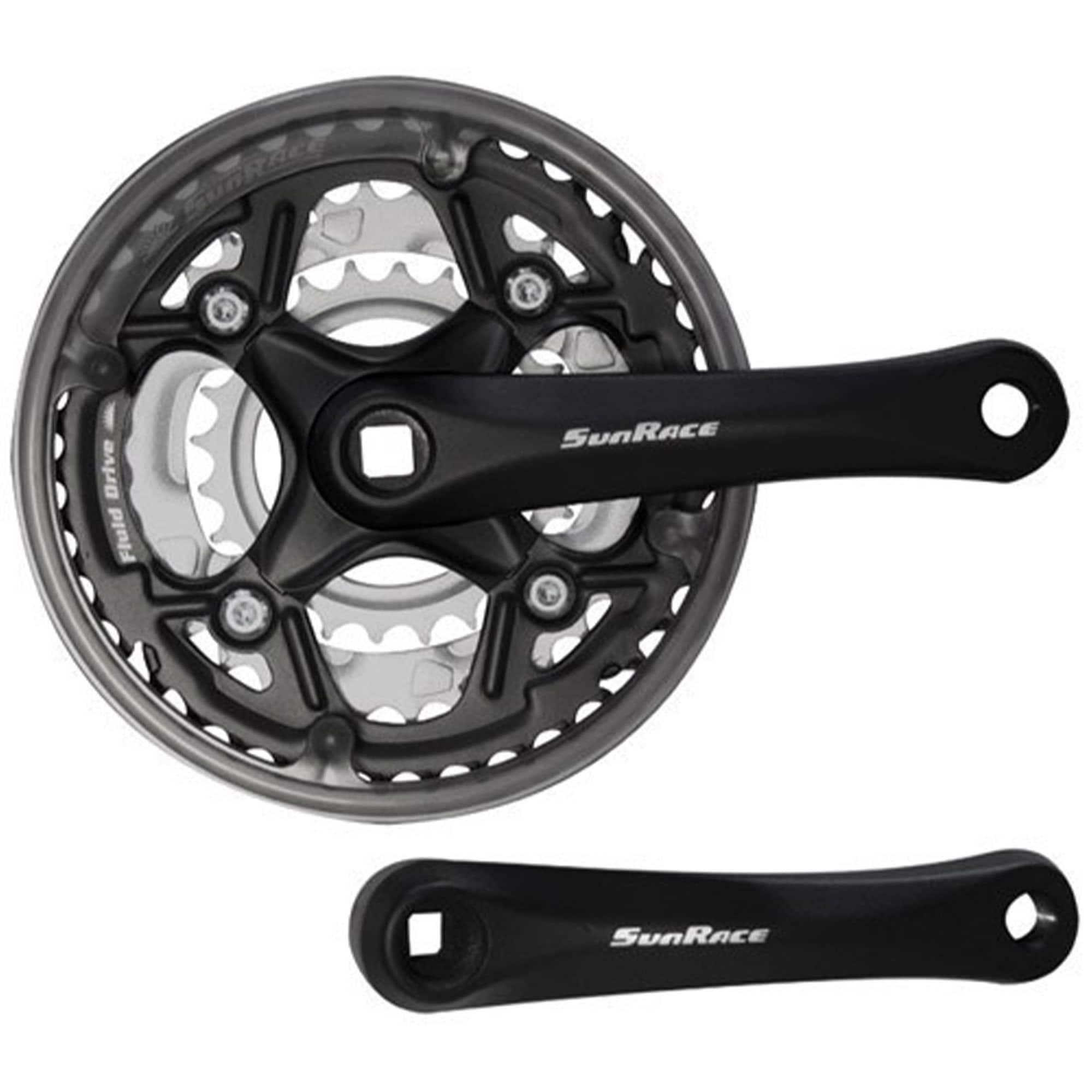 SunRace FCM500 Fahrrad Kurbel vierkant Kurbelgarnitur 3fach Fahrradkurbel 42-34-24 Z&auml;hne 170 mm - Bild 1