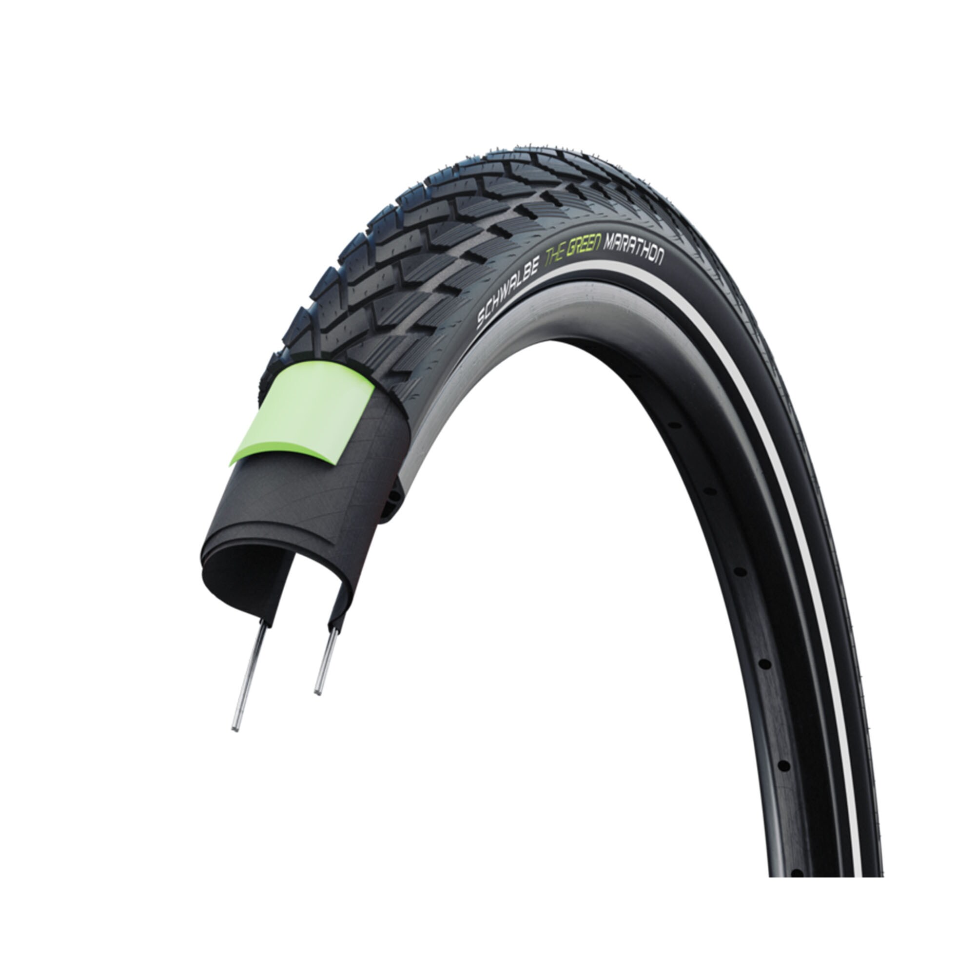 Schwalbe Green Marathon Fahrradreifen 28 Zoll Citybike Trekkingbike Drahtreifen Reflexstreifen Stra&szlig;enprofil 1 Reifen 20" x 1,75" schwarz mit Reflex und Pannenschutz - Bild 1
