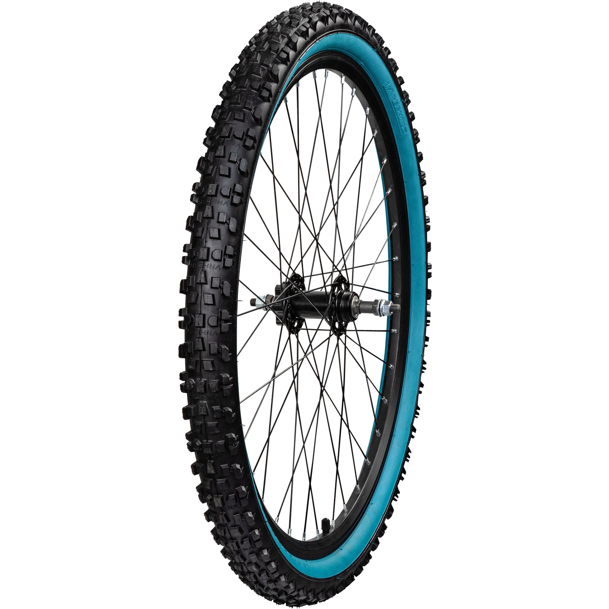 Komplettrad Felge mit Reifen Mountainbike Felgen Laufradsatz Fahrrad Laufrad schwarz/t&uuml;rkis 26 x 2,35" Hinterrad - Bild 1