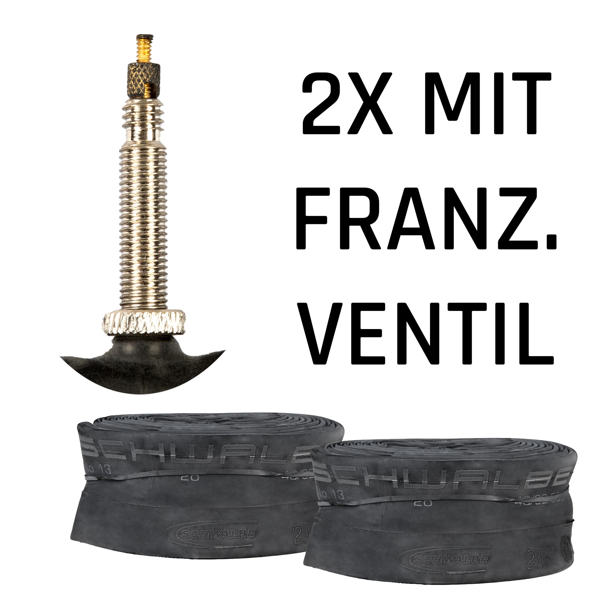 Schwalbe Fahrradschlauch universal Fahrradschl&auml;uche Fahrrad 2 Schl&auml;uche 700c x 18-28c SV 50 mm - Bild 1