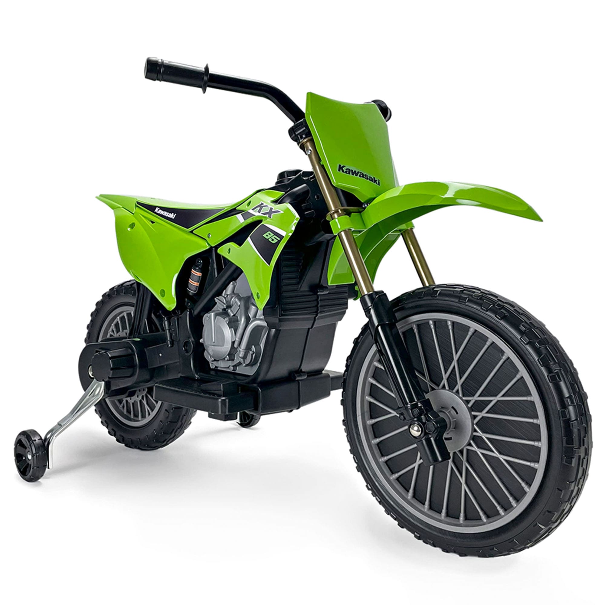 INJUSA Kawasaki KX85 Elektromotorrad f&uuml;r Kinder ab 3 Jahren &ndash; 12V Elektro-Motorrad mit St&uuml;tzr&auml;dern & Gaspedal 6 km/h - Bild 1