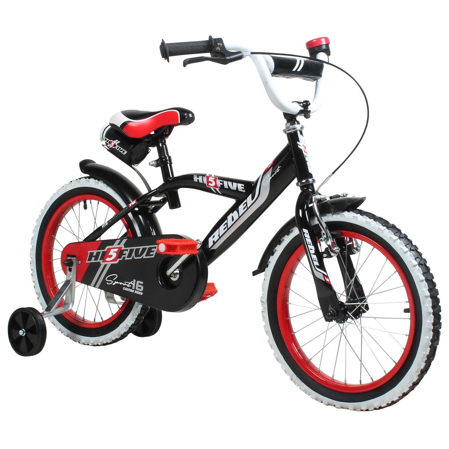Hi5&nbsp;Rebel 16 Zoll Kinderfahrrad Fahrrad 105 - 120 cm ab 4 Jahre M&auml;dchen Jungen schwarz/rot - Bild 1