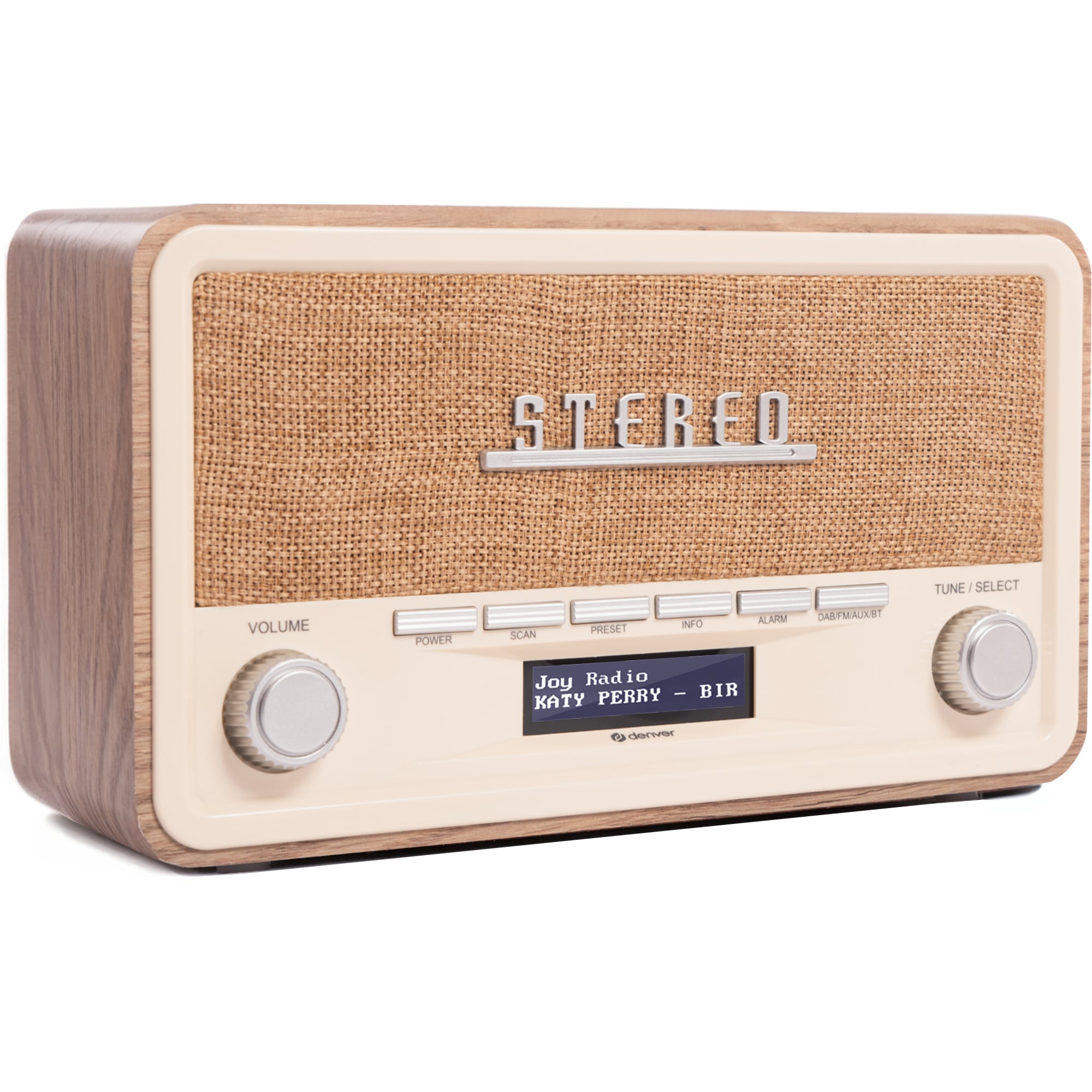 Denver DAB-18 Retro Radio&ndash;DAB+, Bluetooth und Wecker, helles Holz - Bild 1