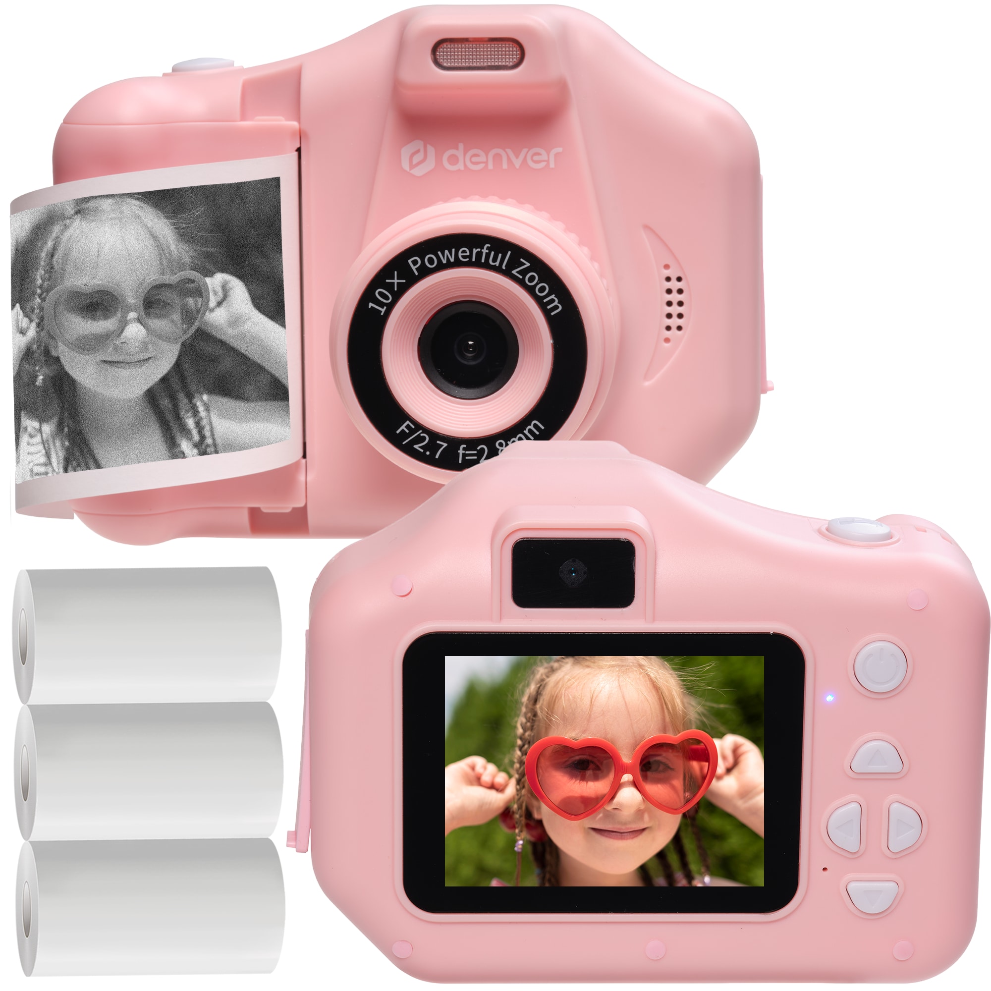 Denver KPC-1370 Kinderkamera mit Sofortdruck und Selfie-Linse, rosa - Bild 1