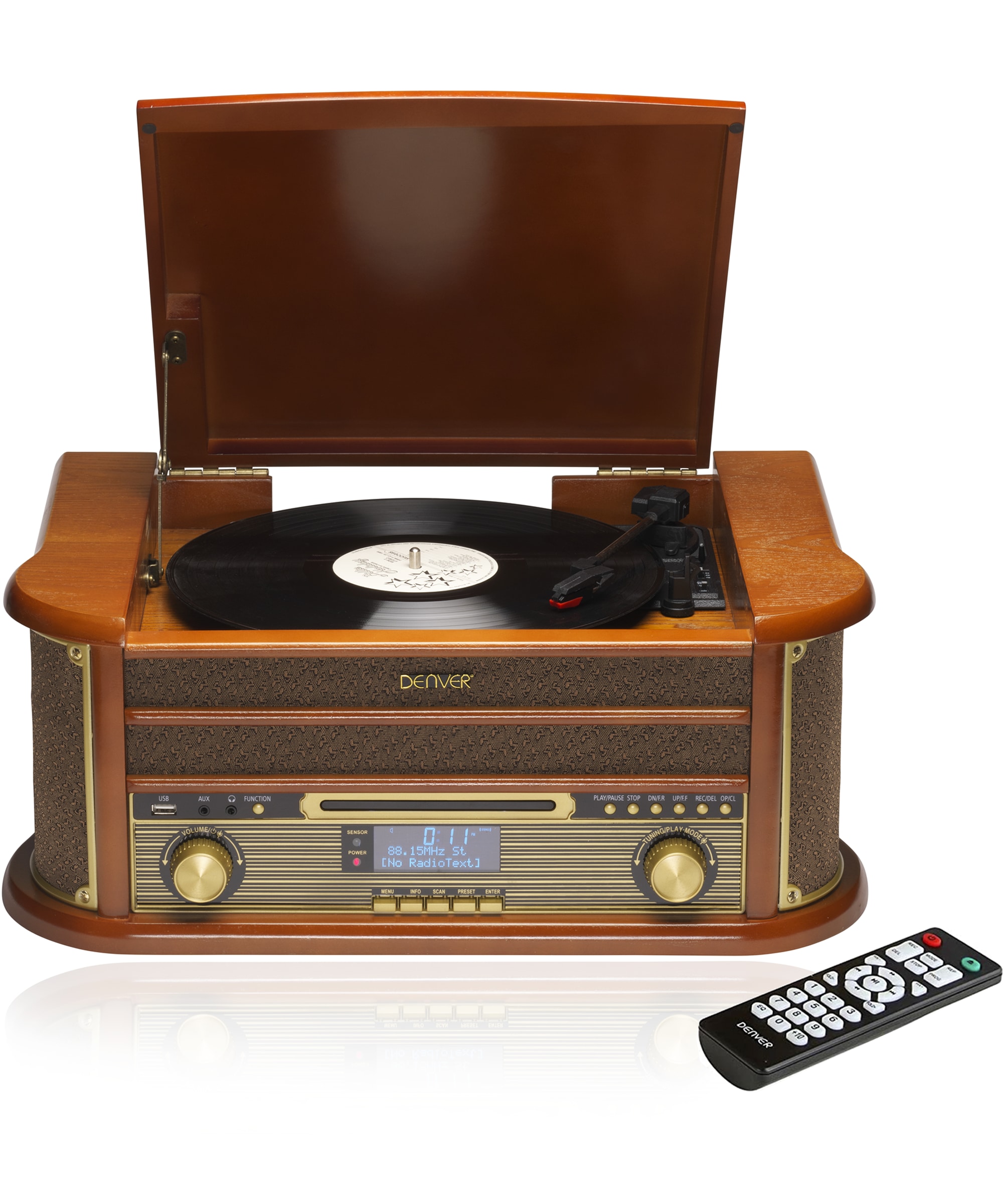 Denver MRD-51 Musikcenter, Vinyl, CD, Kassette, DAB+/FM Radio, braun - Bild 1