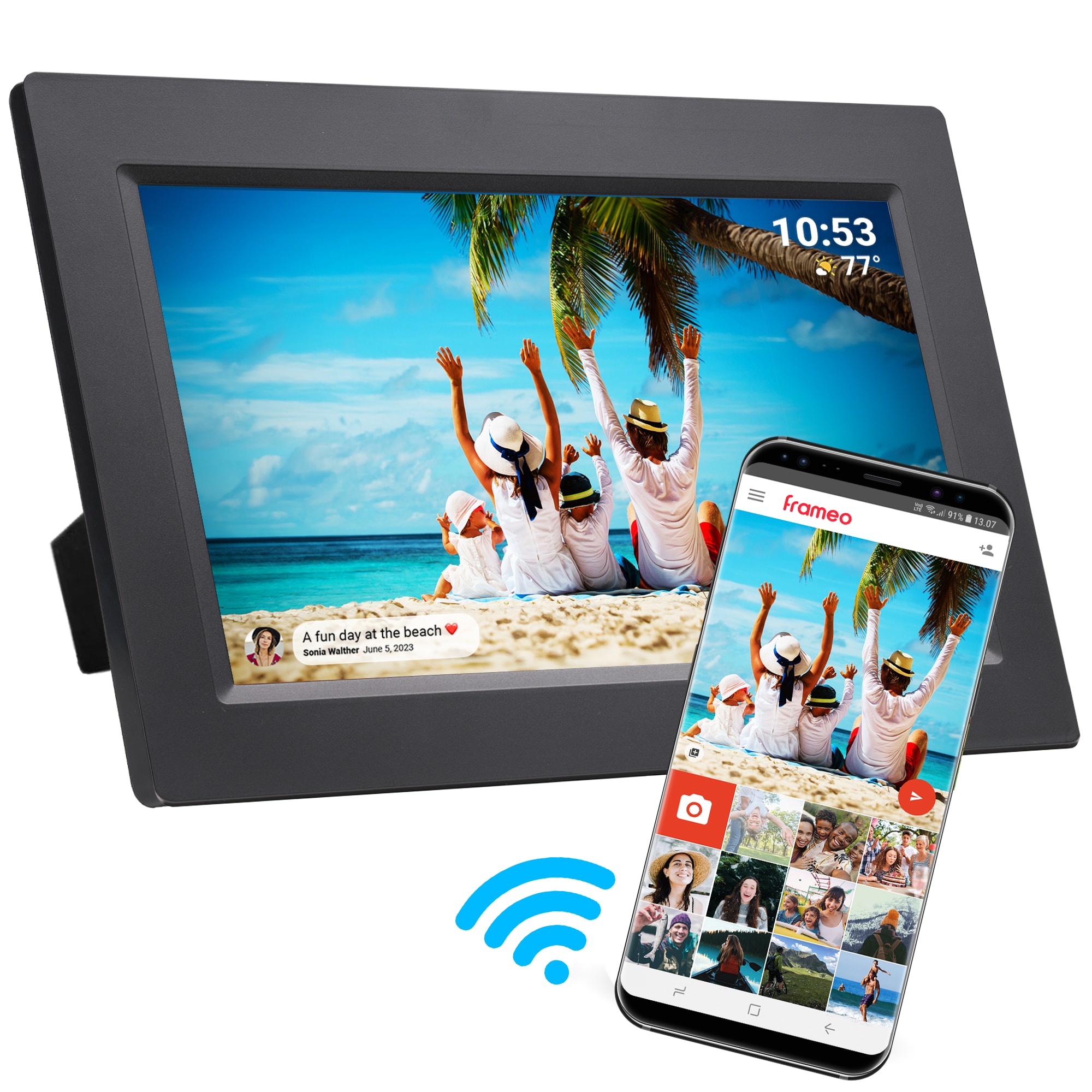 Denver PFF-1015 Digitaler WLAN-Bilderrahmen, 10.1" Touchscreen, wei&szlig; - Bild 1