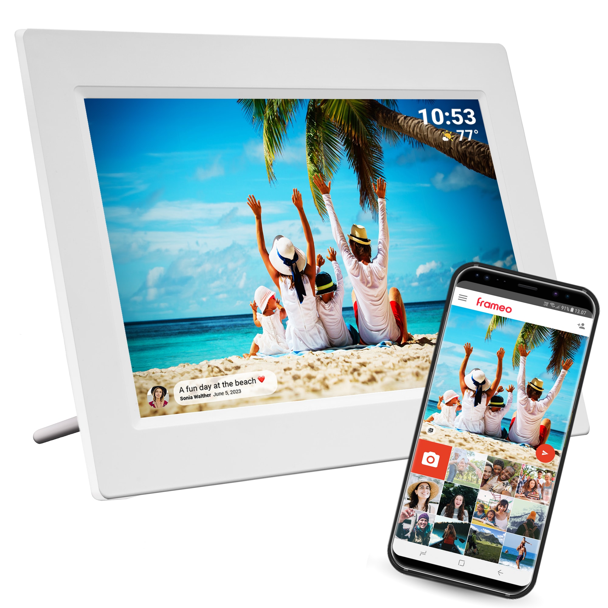Denver PFF-1015 Digitaler WLAN-Bilderrahmen, 10.1" Touchscreen, wei&szlig; - Bild 1