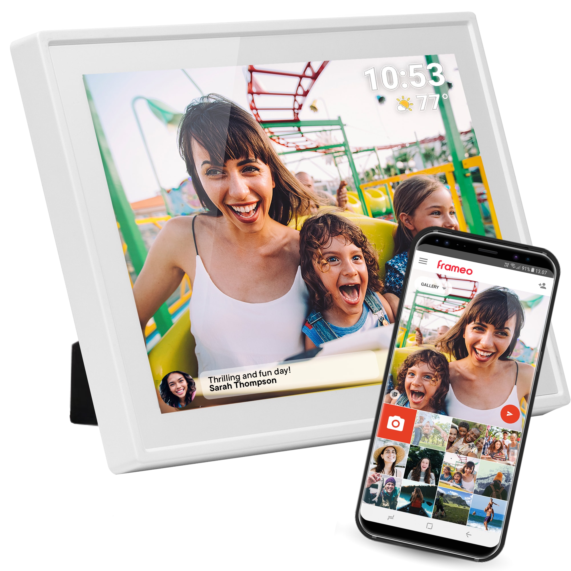 Denver PFF-1021 Digitaler WiFi-Bilderrahmen, 10.1" Touchscreen, wei&szlig; - Bild 1