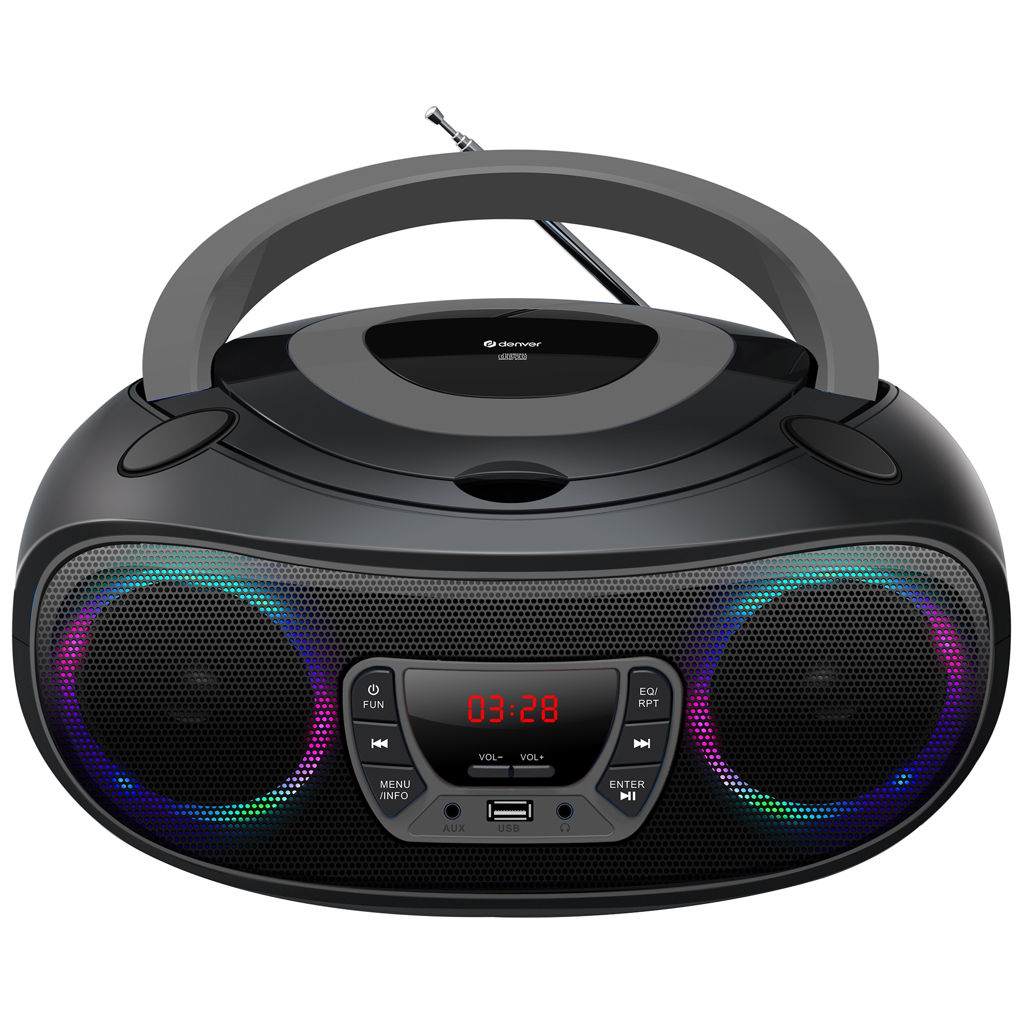 Denver TCL-212BT Boombox &ndash; CD, Bluetooth, USB, AUX LED-Lichter, grau - Bild 1