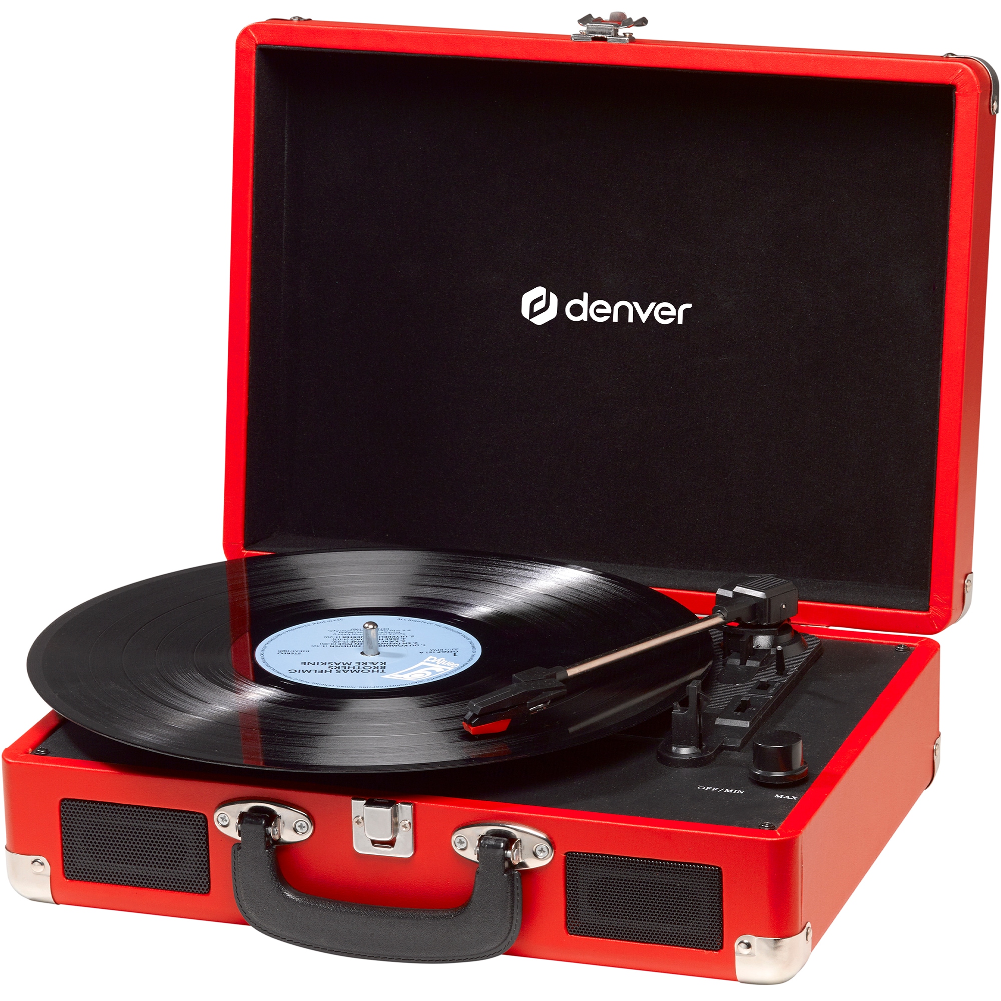 Denver VPL-120 Plattenspieler, 2x1W Lautsprecher, Koffer, rot - Bild 1