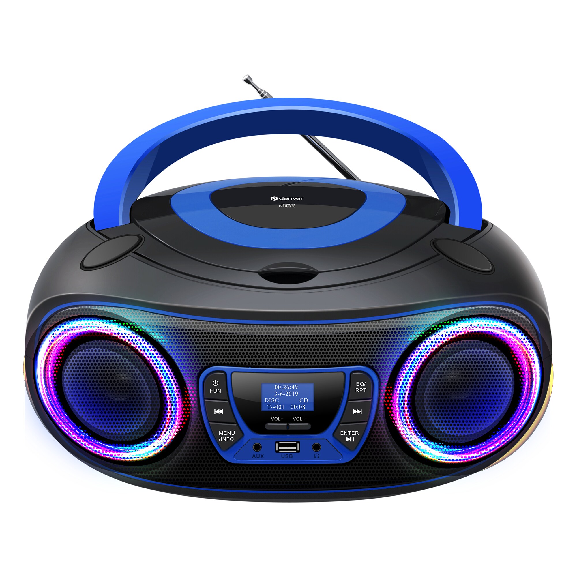 Denver TDB-212 tragbarer CD-Player mit DAB+/FM-Radio und Bluetooth, blau - Bild 1
