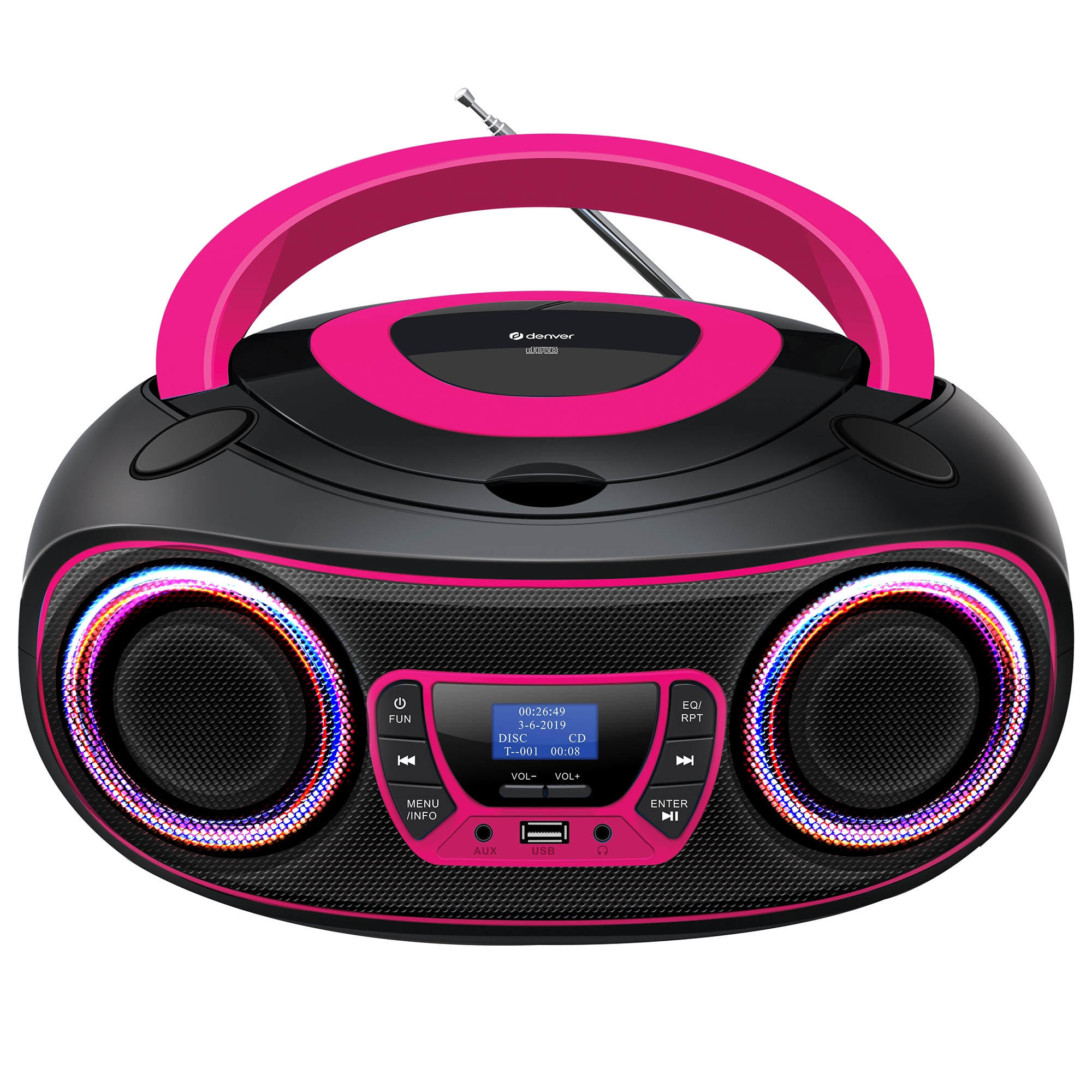 Denver TDB-212 tragbarer CD-Player mit DAB+/FM-Radio und Bluetooth, pink - Bild 1