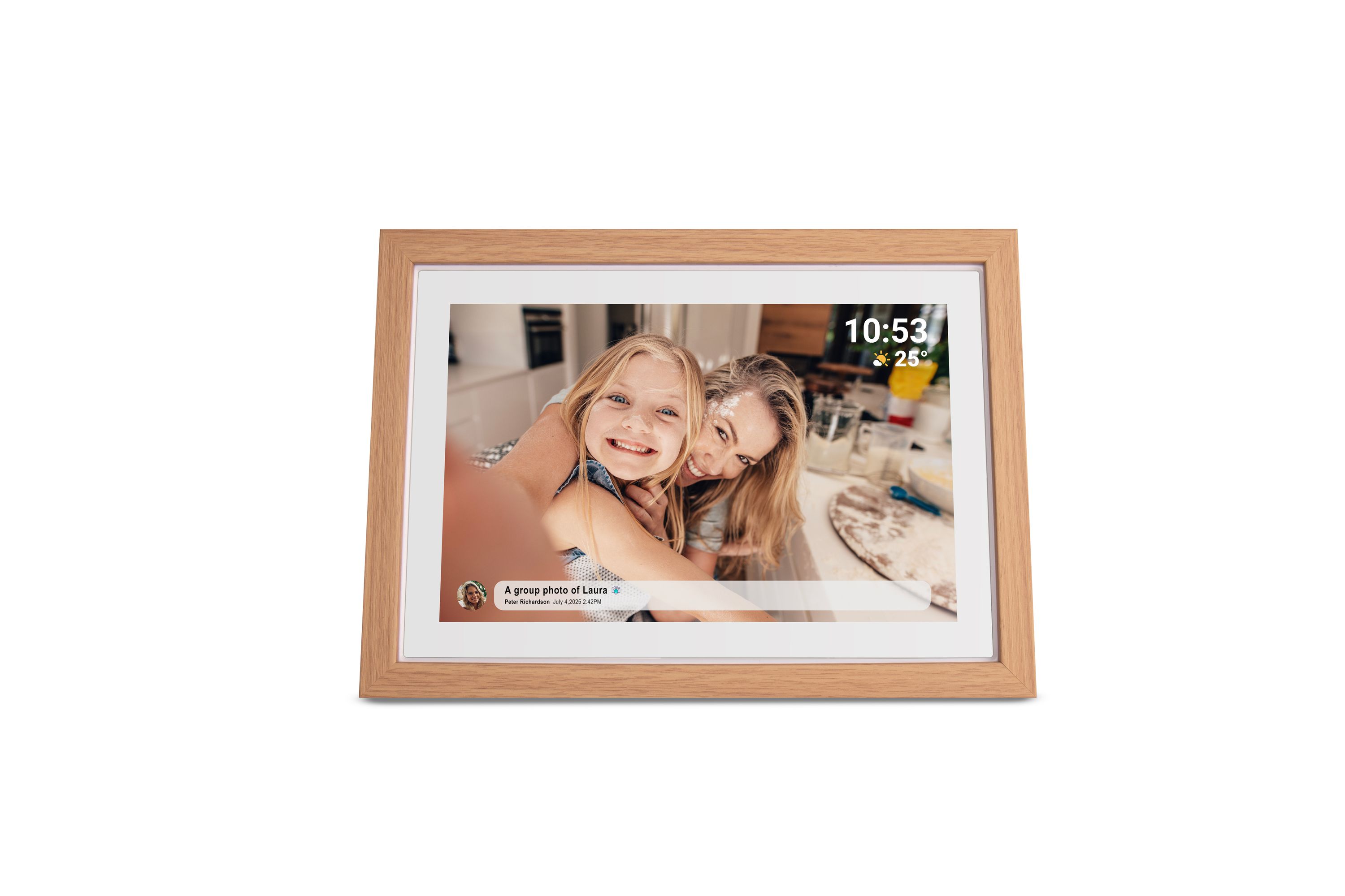 Denver PFF-1040LW WLAN Bilderrahmen &ndash; 10,1", Frameo, Holz, hellbraun - Bild 1