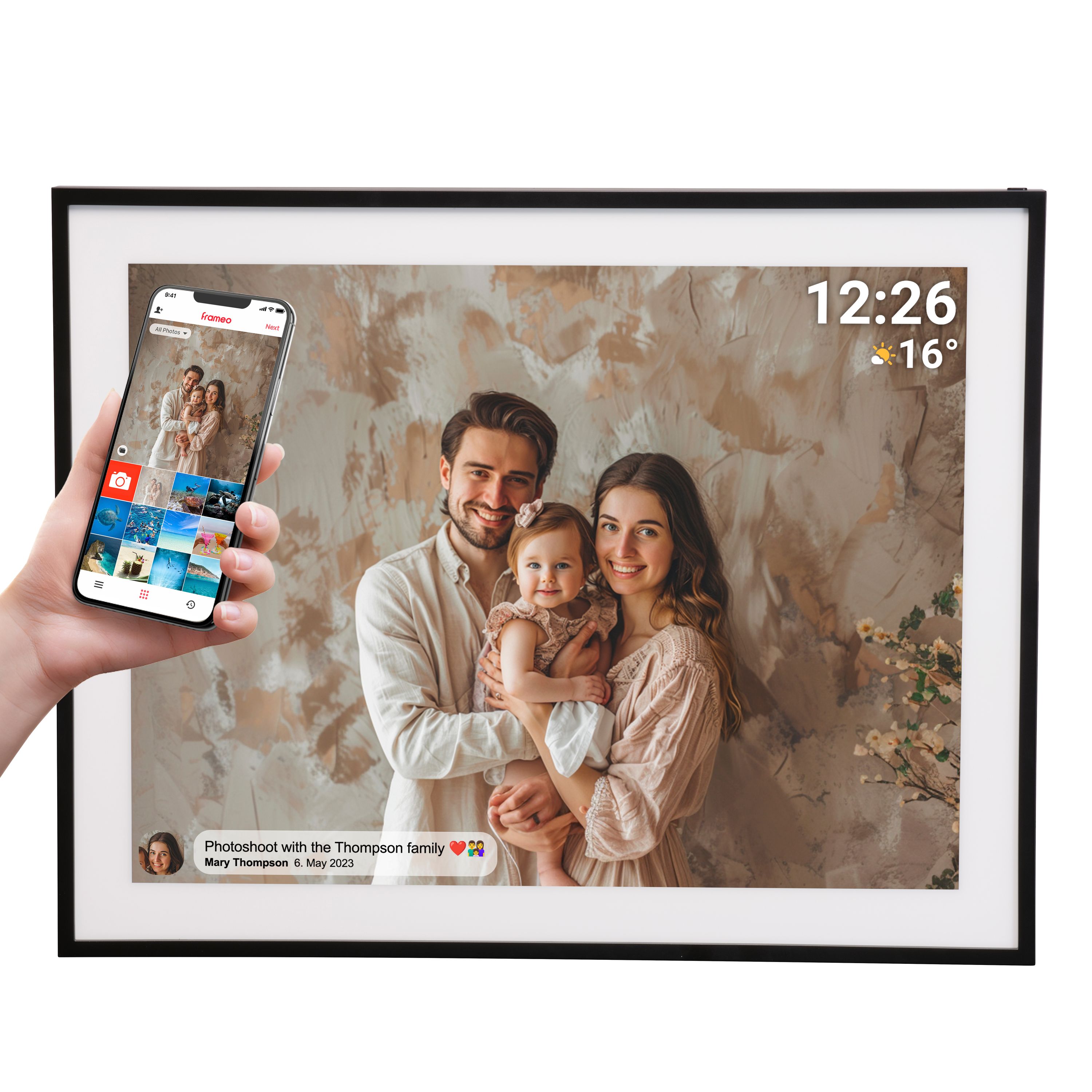 Denver PFF-1970 digitaler Bilderrahmen &ndash; 19", Frameo, 32GB, schwarz - Bild 1
