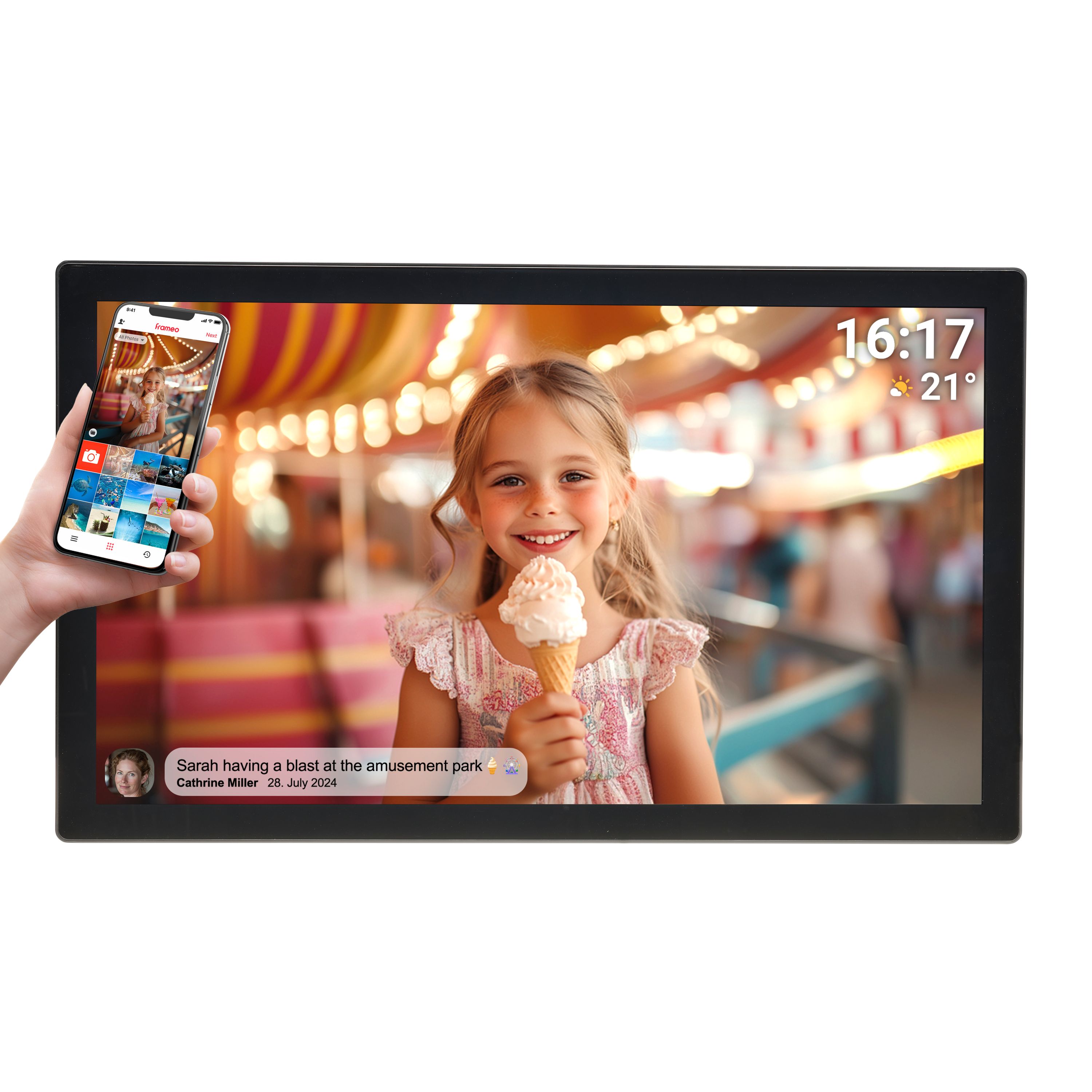 Denver PFF-3260 WLAN Bilderrahmen&ndash; 32" IPS Touch, Frameo, schwarz - Bild 1