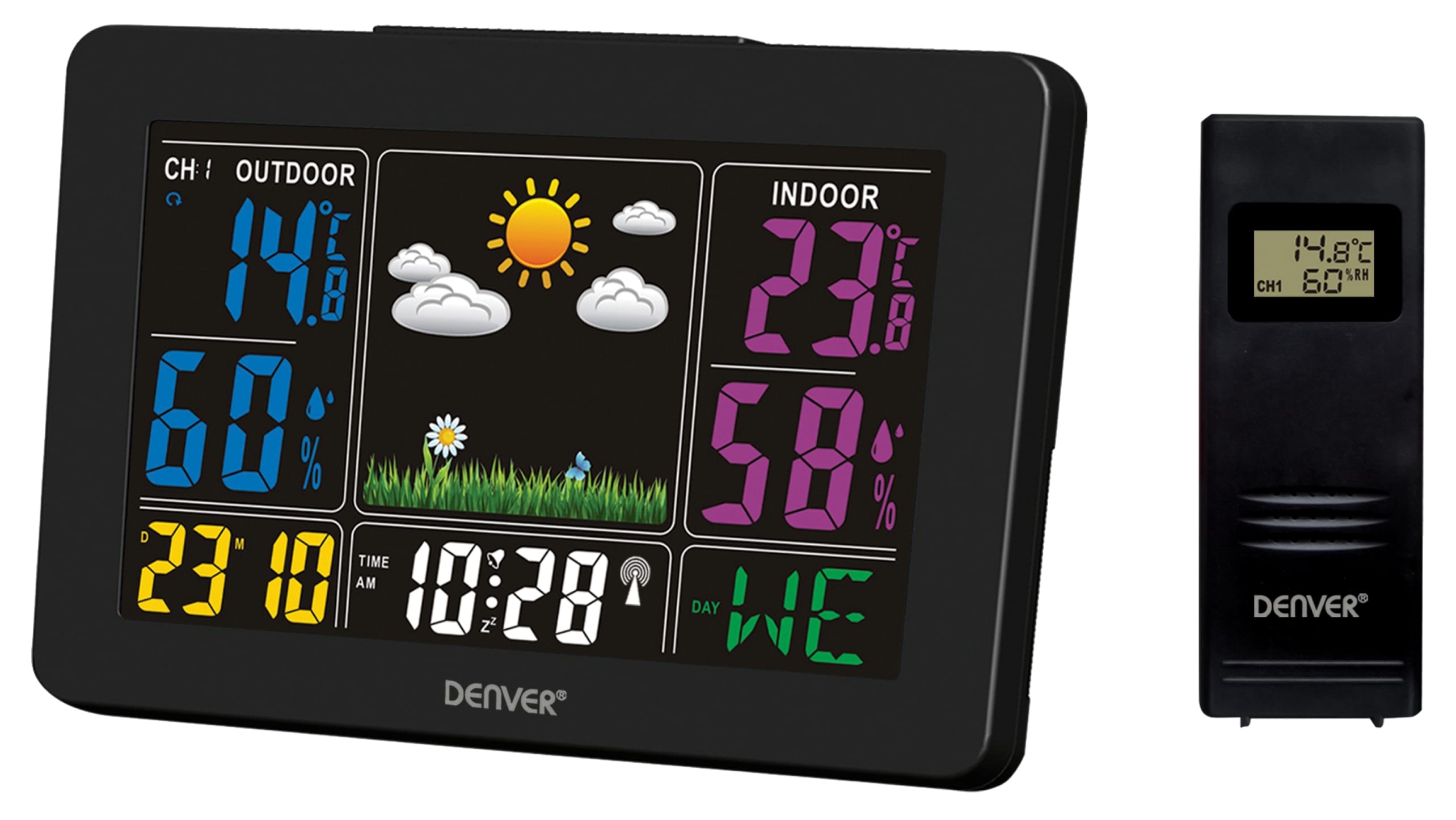 Denver WS-540 Wetterstation&ndash;Innen/Au&szlig;en, Temperatur, Luft, schwarz - Bild 1