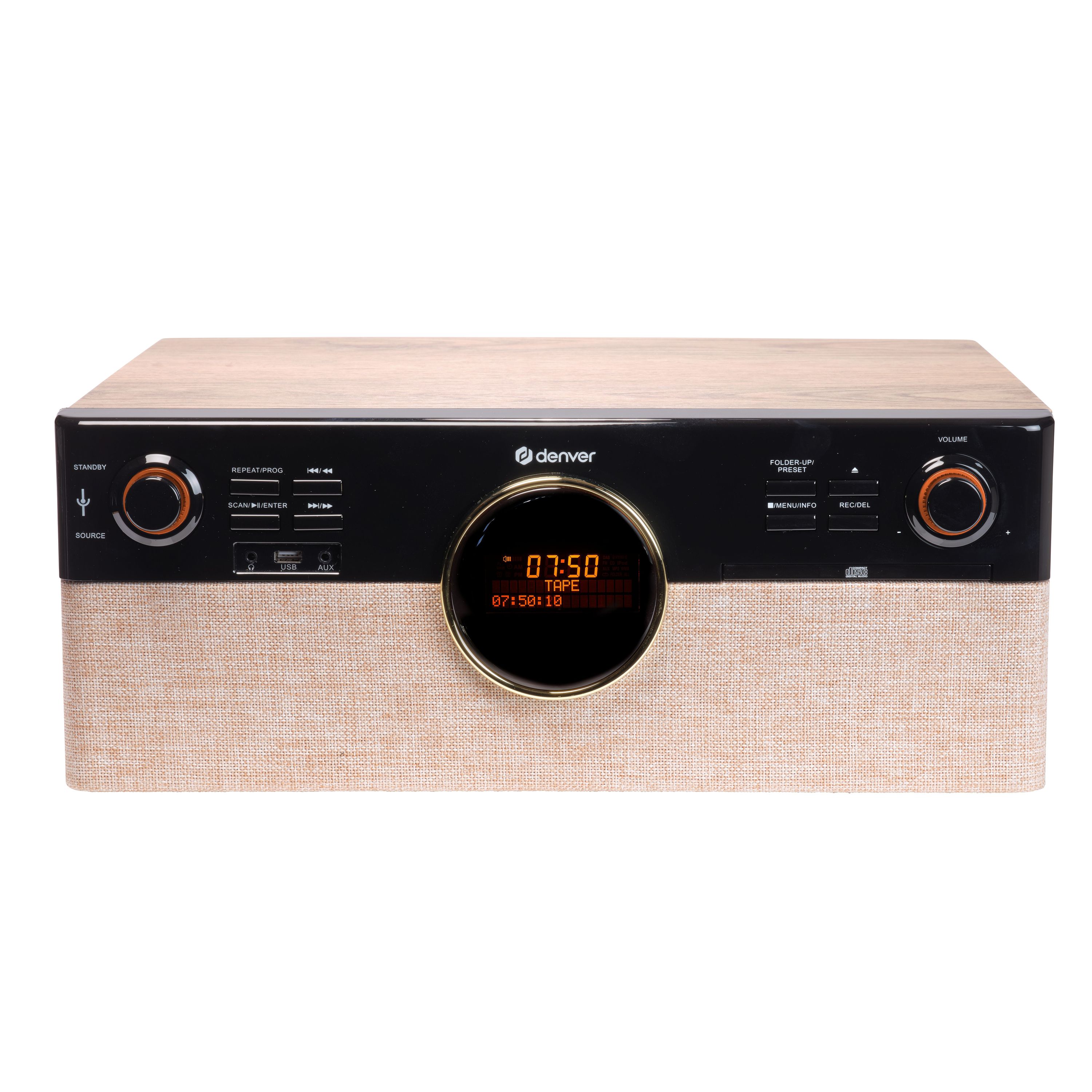 Denver MRD-180 Musiksystem&ndash;FM Radio, Kassetten, Bluetooth, Holz, braun - Bild 1
