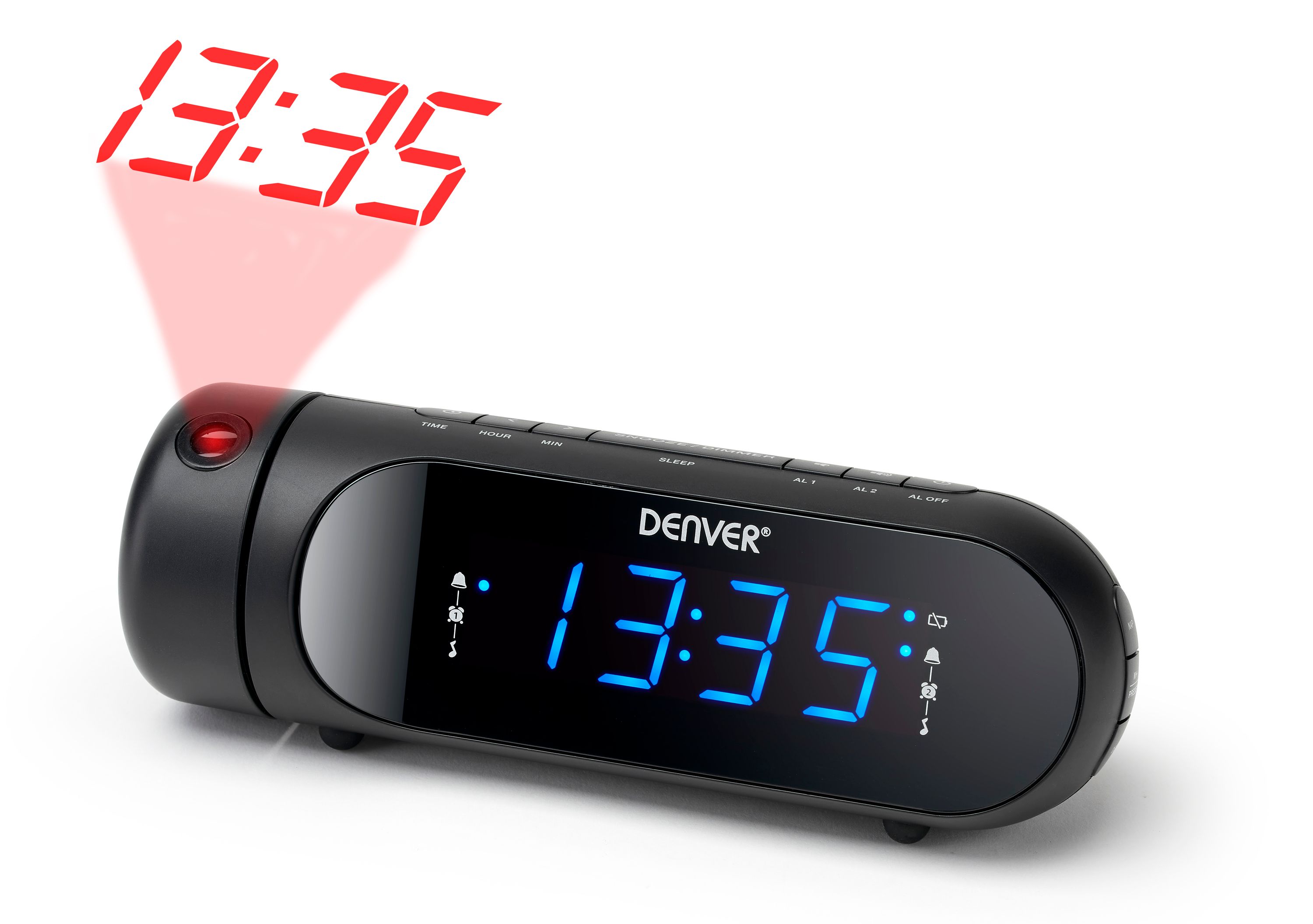 Denver CPR-700 Radiowecker&ndash;Projektion, USB-Laden, Dualalarm, schwarz - Bild 1