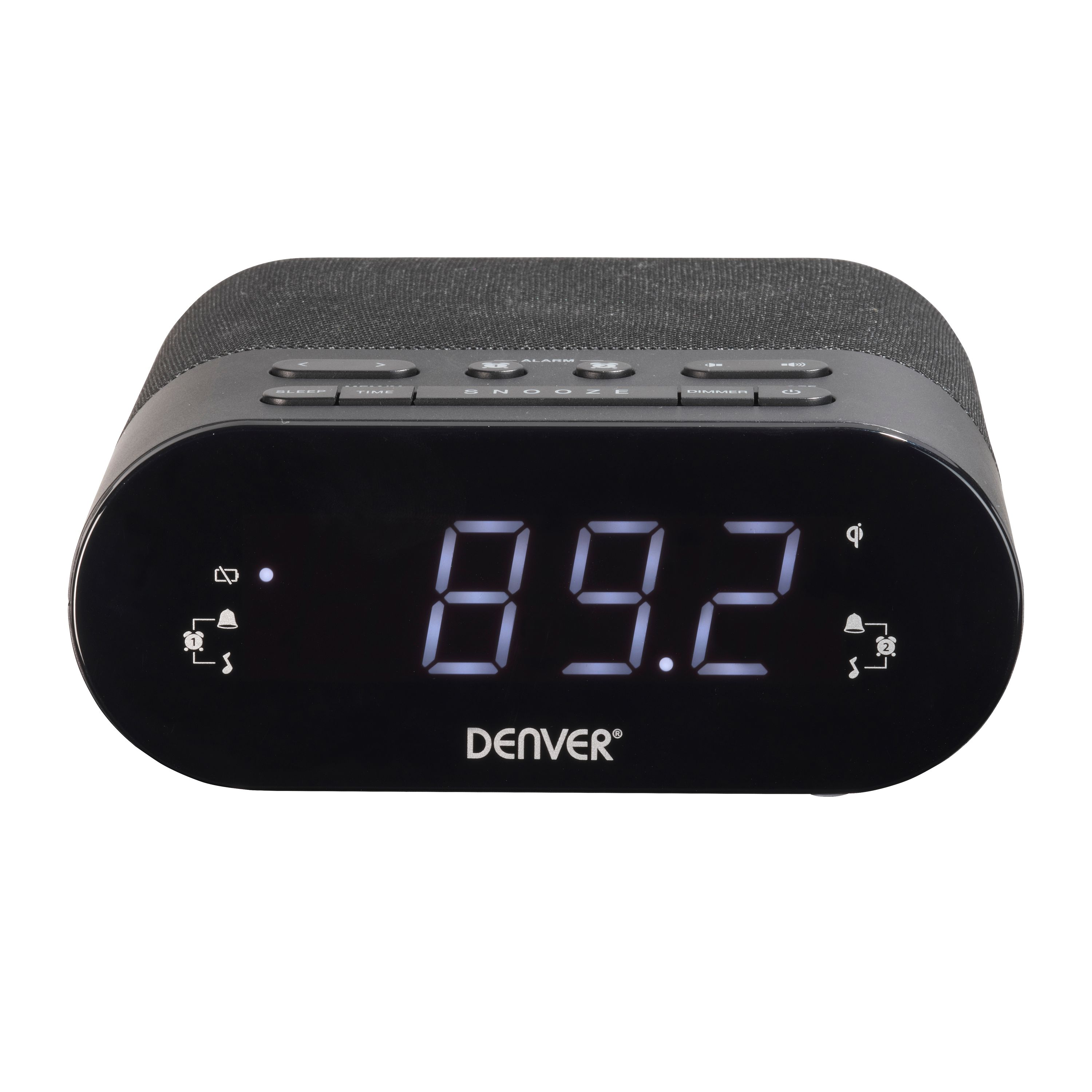 Denver CRQ-107 Radiowecker &ndash; PLL/FM, Dual Alarm, Qi-Ladung, schwarz - Bild 1