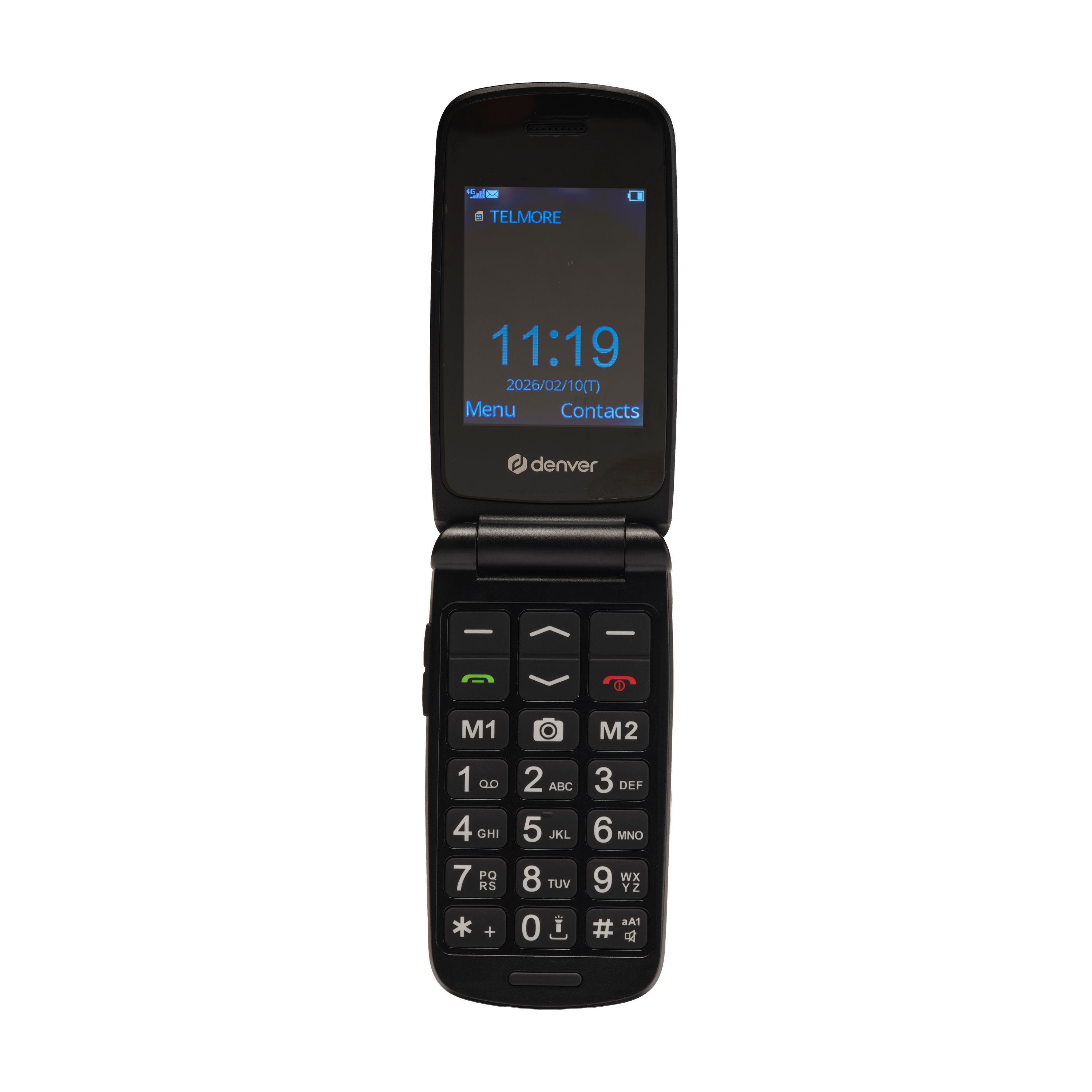 Denver BAS-24800L Mobiltelefon &ndash; 4G, mit SOS-Taste und Ladestation, schwarz - Bild 1
