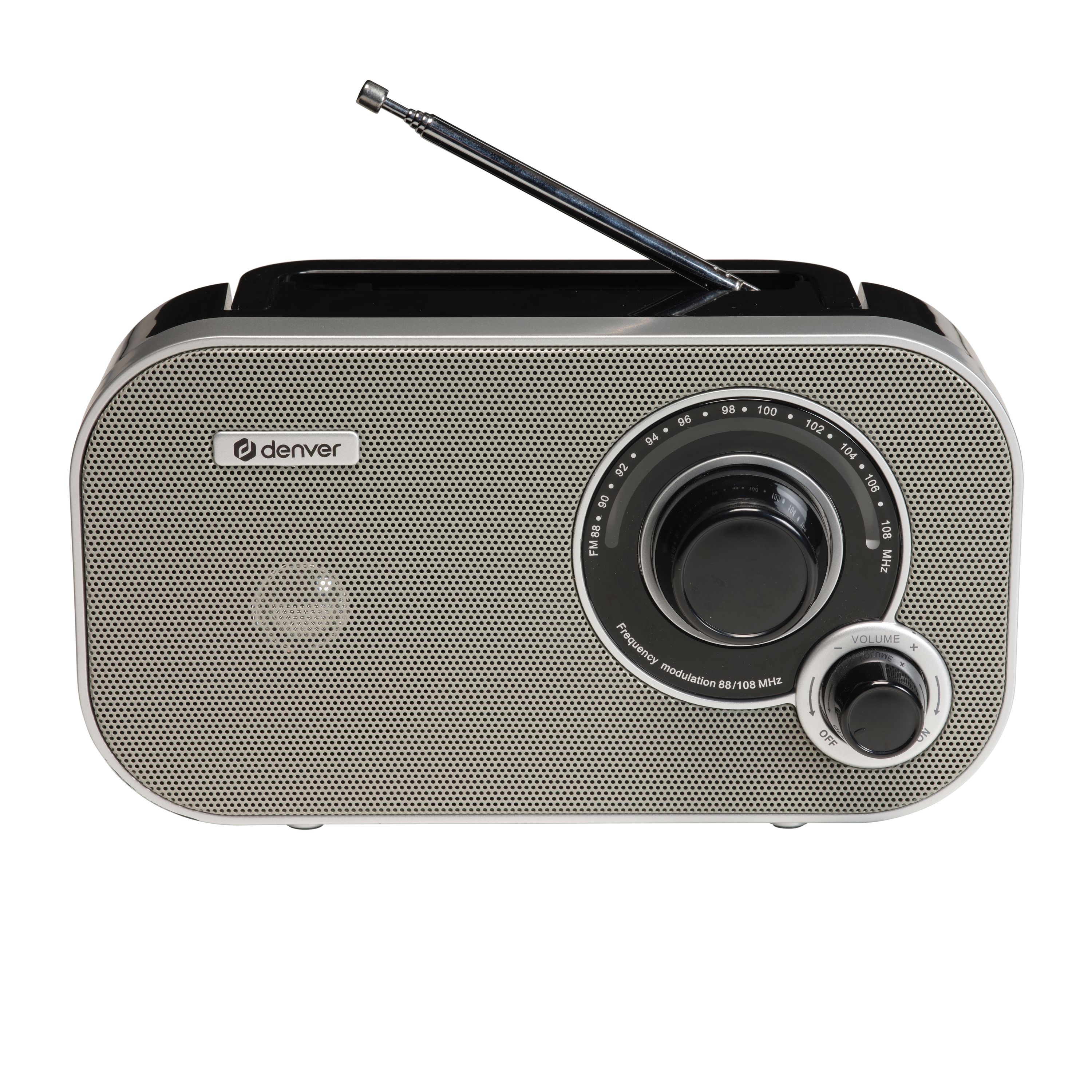 Denver TR-51 UKW Retro Radio, analog, Netz- & Batteriebetrieb, grau - Bild 1