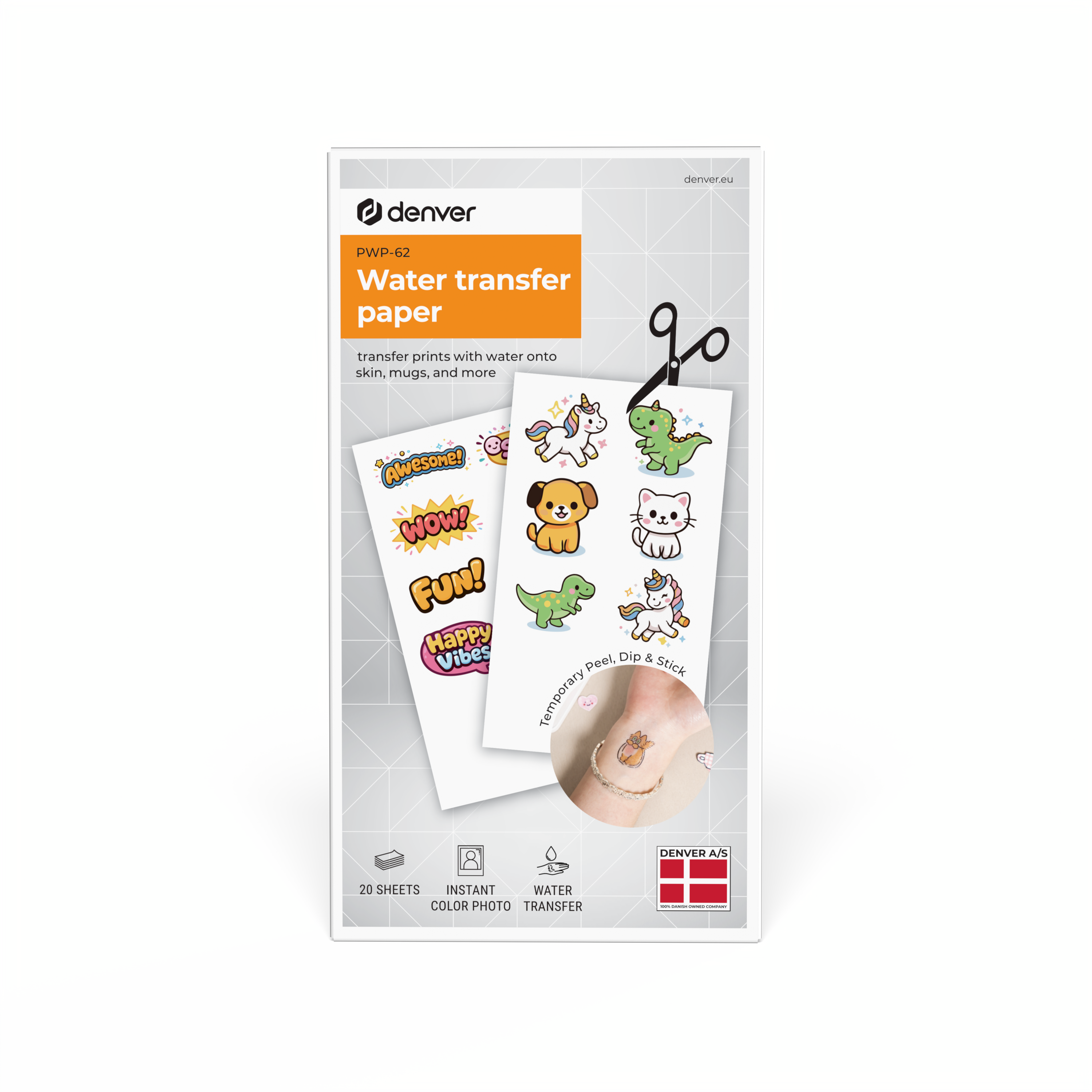 Denver PWP-62 Wassertransfer/ Tattoo-Papier&ndash;f&uuml;r MCP-6010 Mobildrucker - Bild 1