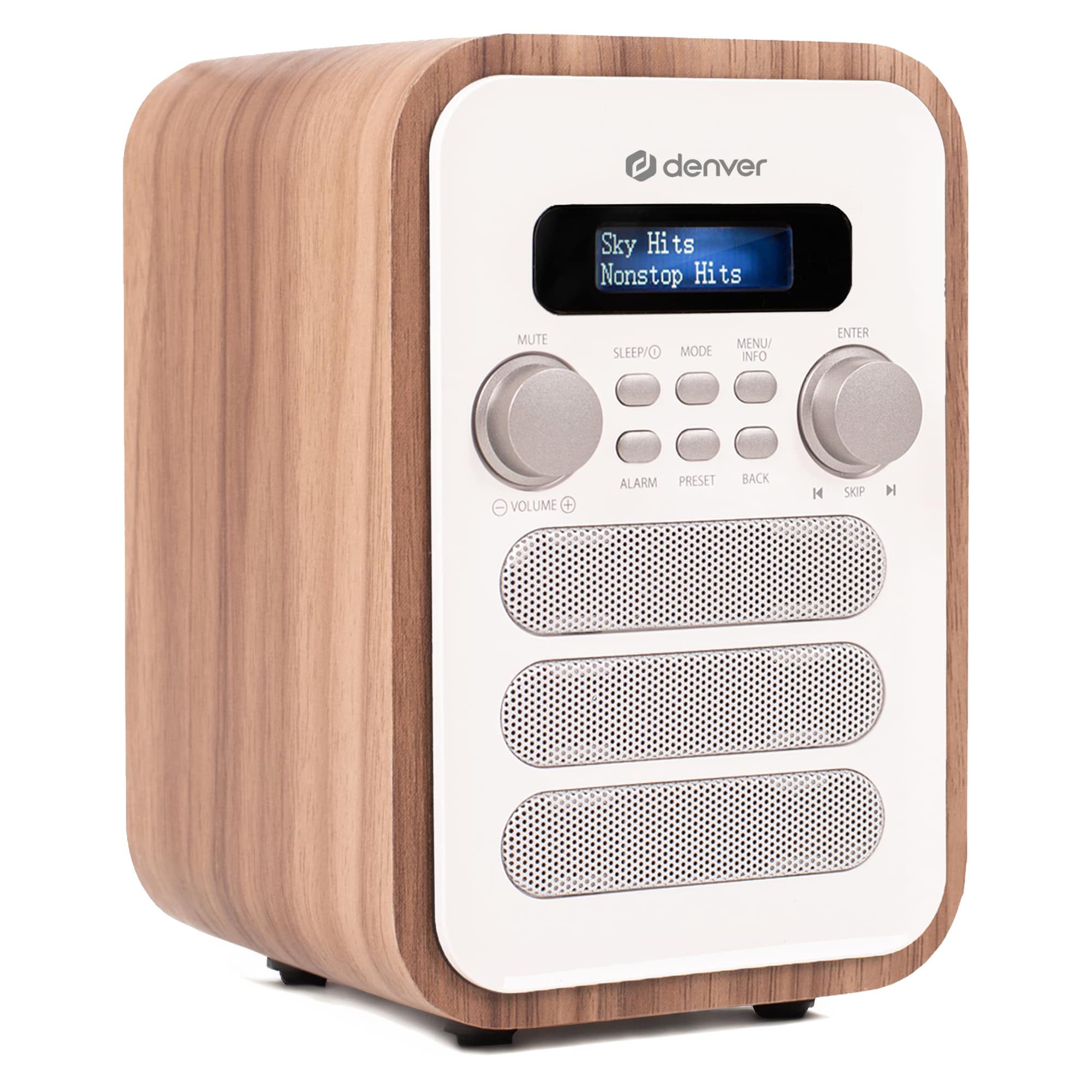 Denver DAB-48 DAB+/ FM-Radio mit Bluetooth, Holzdesign, dunkelgrau - Bild 1