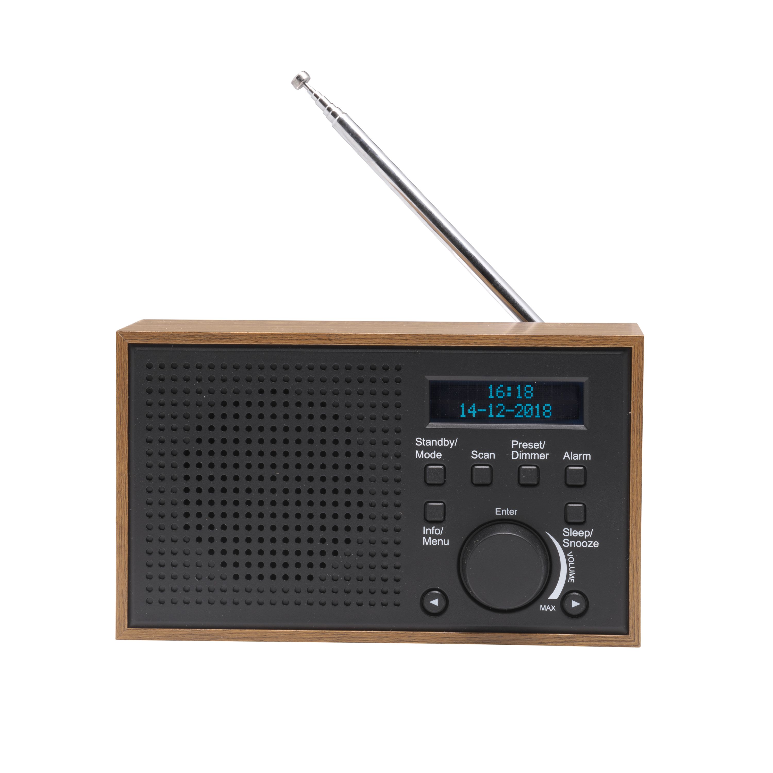 Denver DAB-46 DAB+/FM-Radio&ndash; Dual-Alarm-Wecker, Holz, dunkelgrau - Bild 1